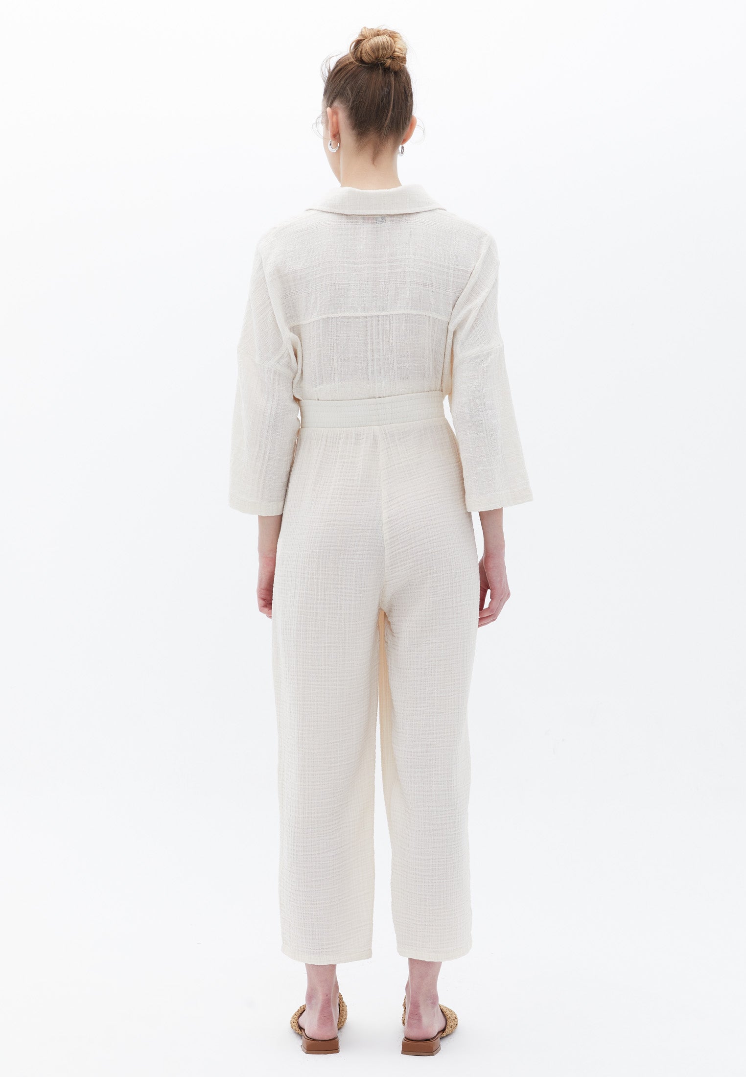 Carrot Leg Cotton Trousers - OATMEAL