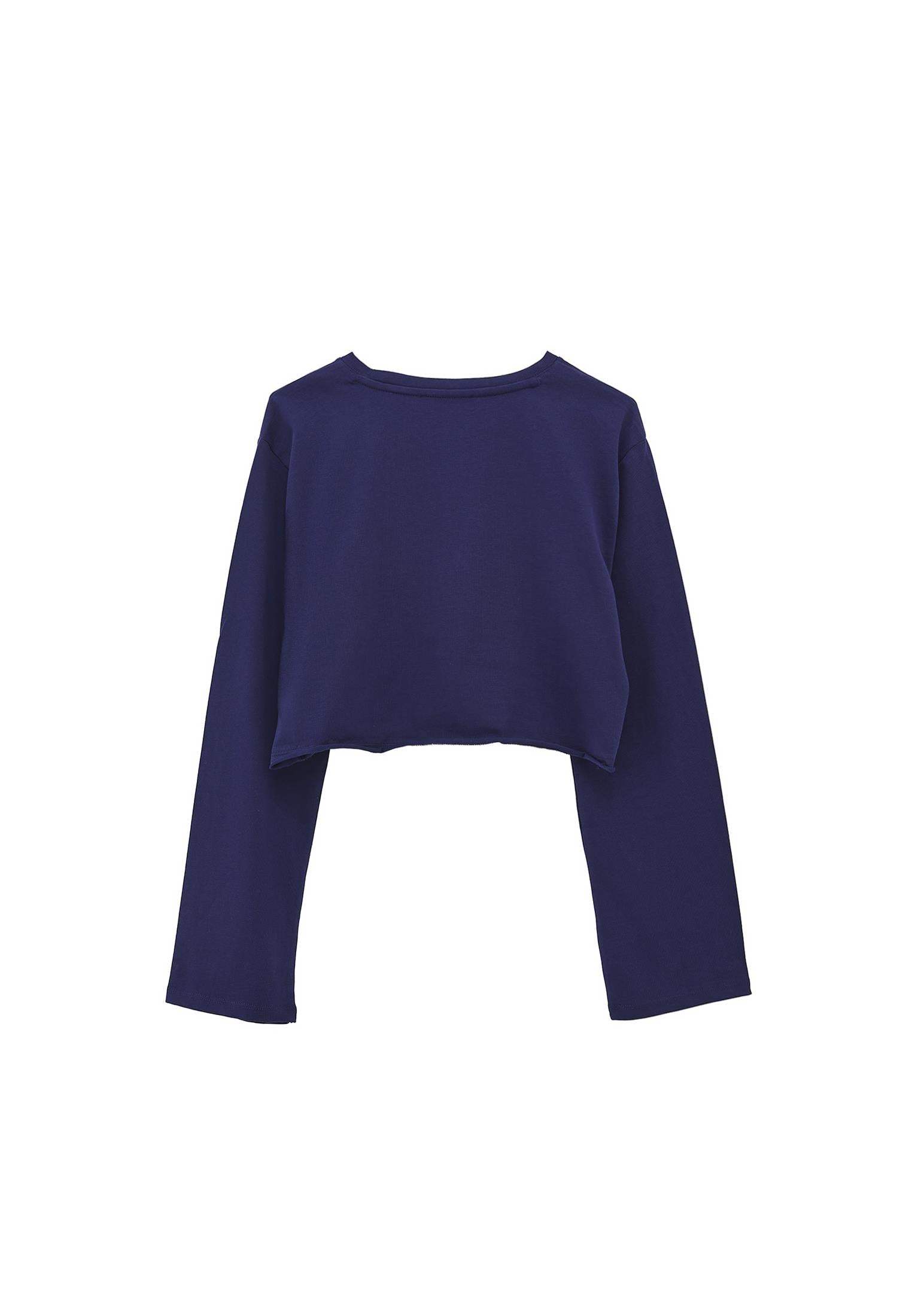 Long Sleeve Crew Neck Cropped T-Shirt - OCEAN CAVERN