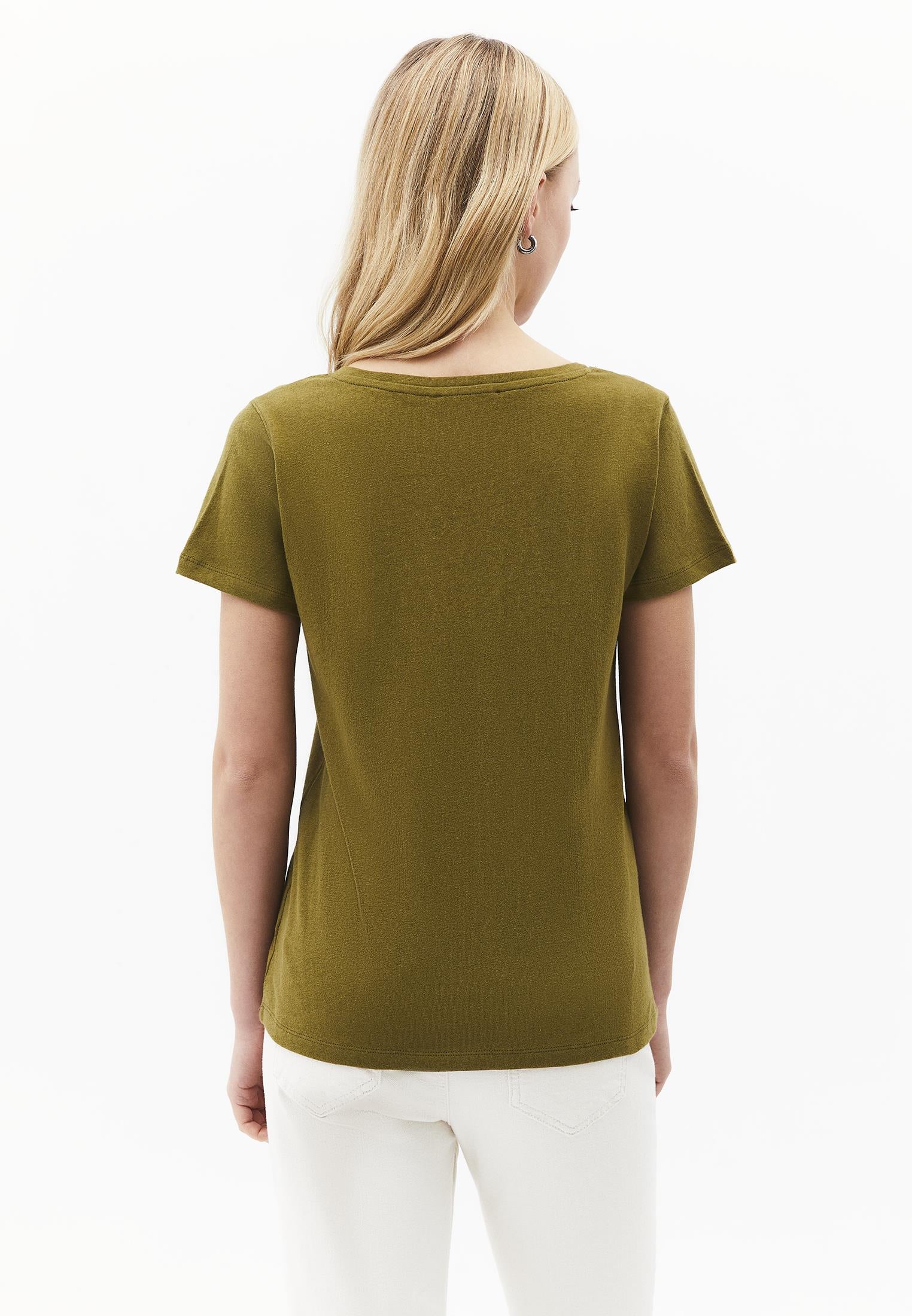 Loose Fit V Neck T-Shirt - OLIVE DRAB