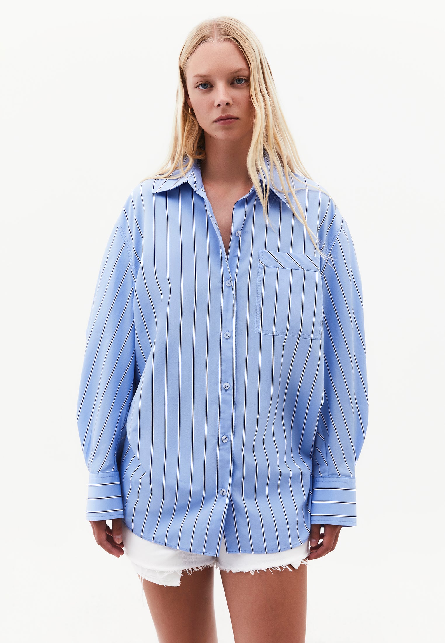 Oversize Long Sleeve Shirt - OPEN AIR STRIPE