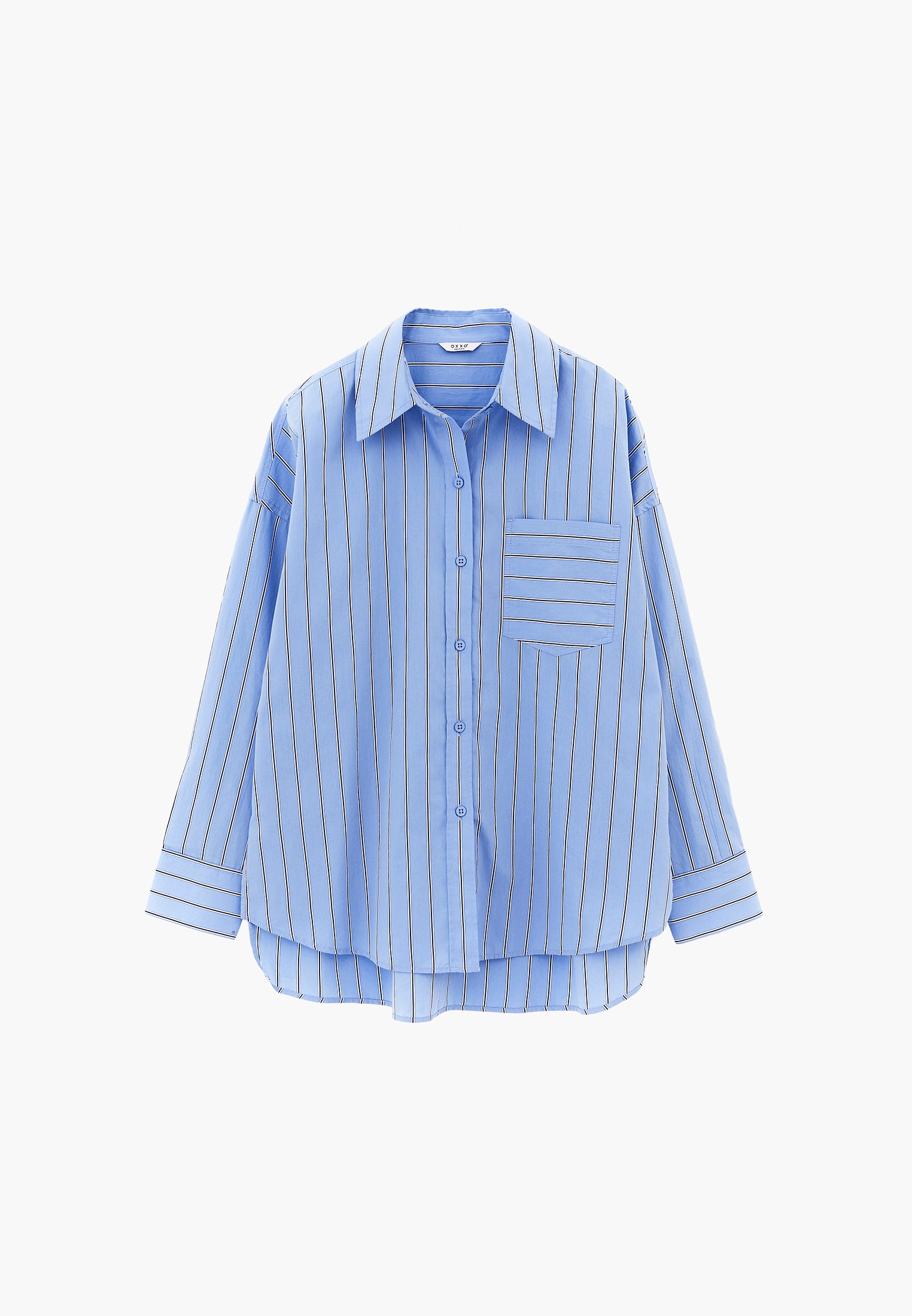 Shirt Collar Oversize Long Sleeve Pocket Detailed Standard Shirt - OPEN AIR STRIPE