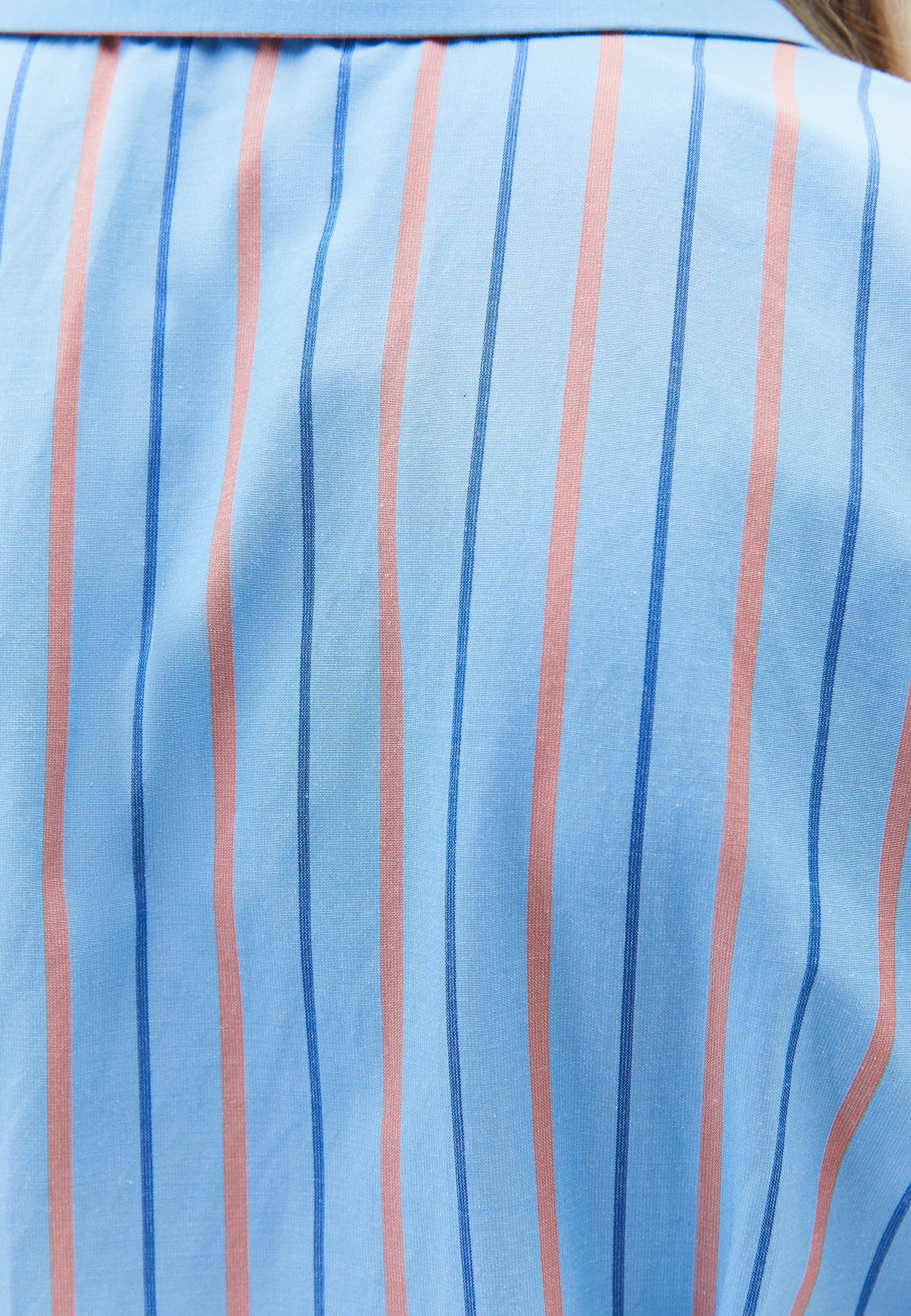 Shirt Collar Short Dress - BLUE/ORANGE STRIPED