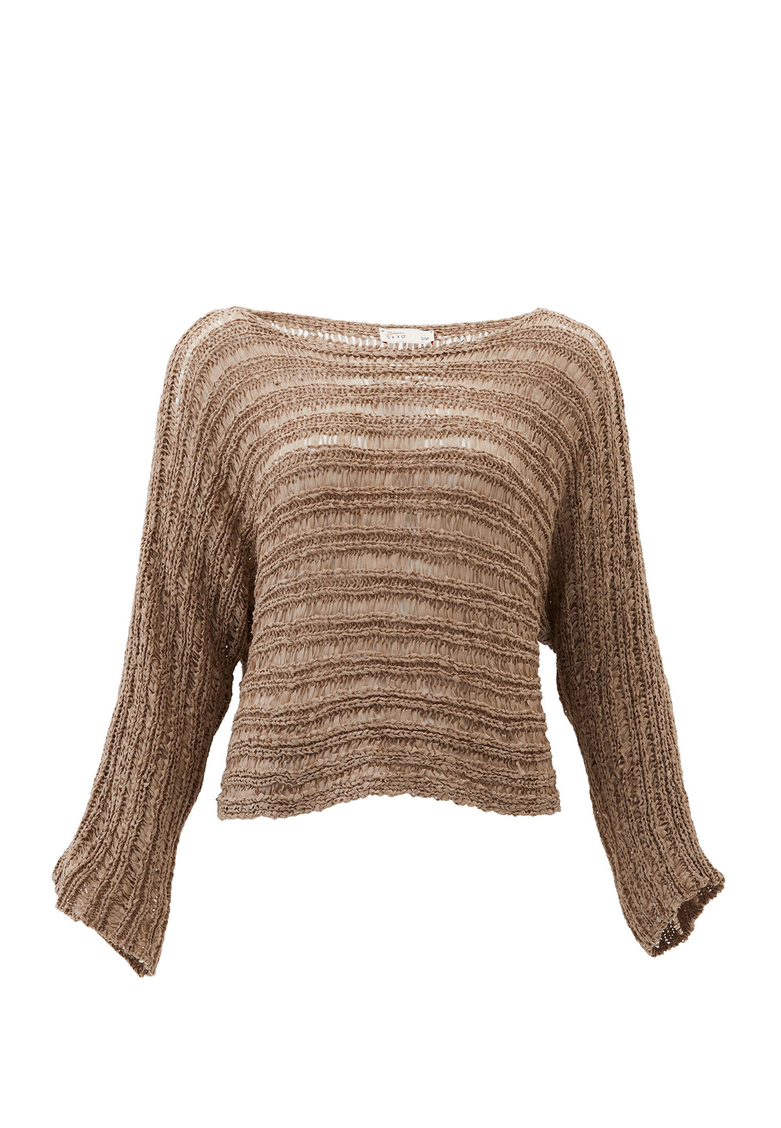 Ajour Standard Boat Neck Knit Sweater - OXFORD TAN