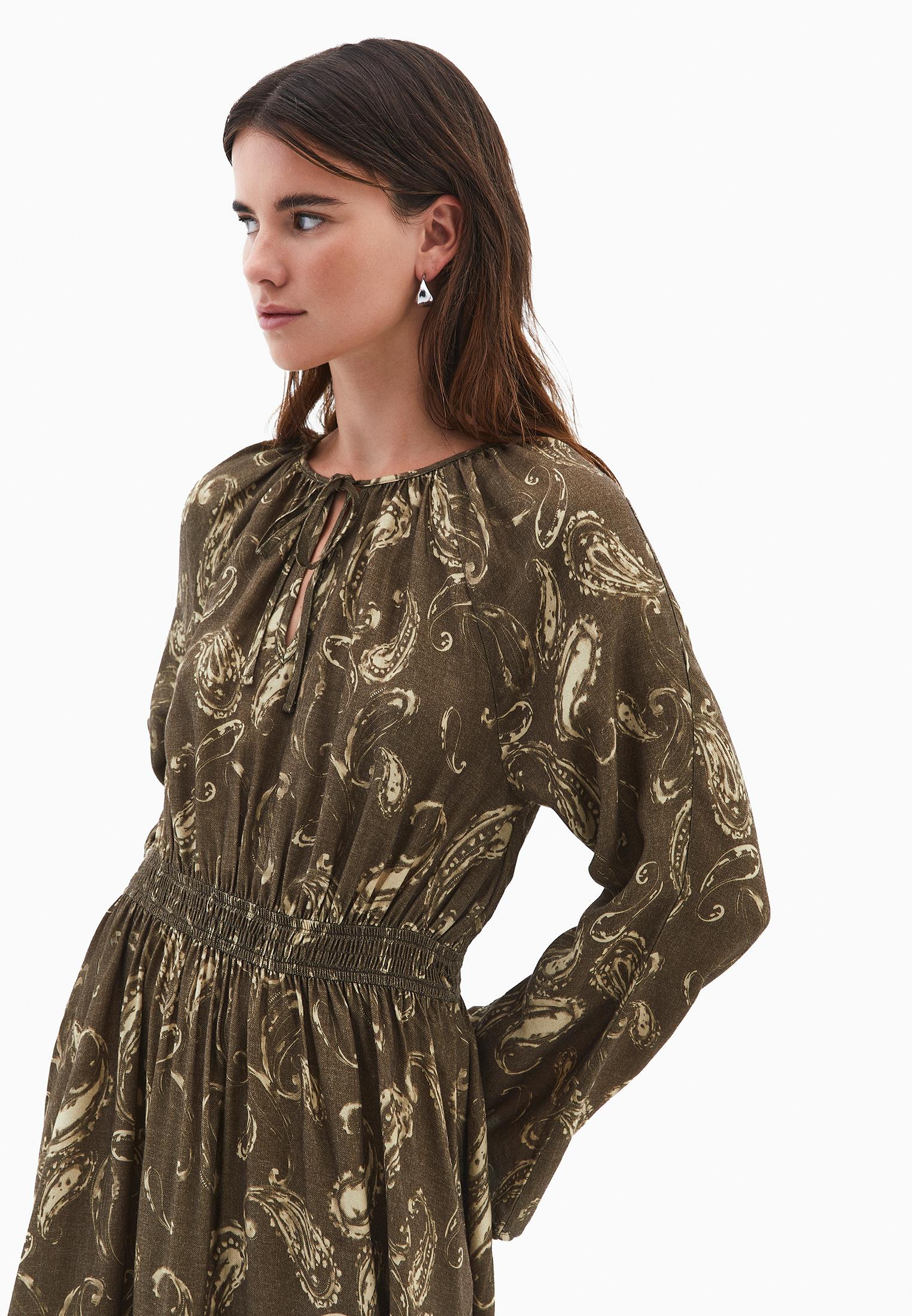 Tie Printed Long Dress - PAISLEY COMB