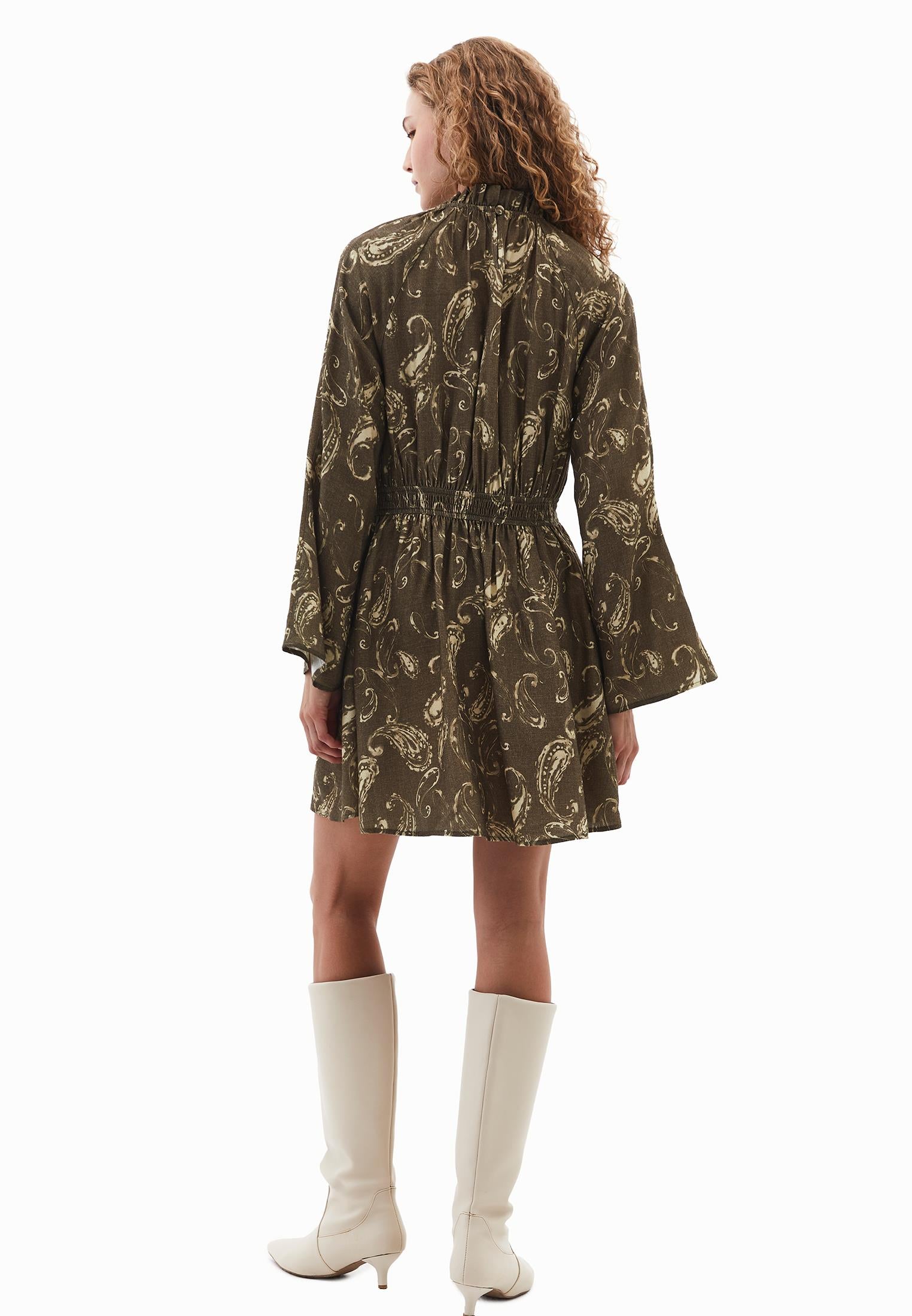 Printed A-Line Dress - PAISLEY COMB