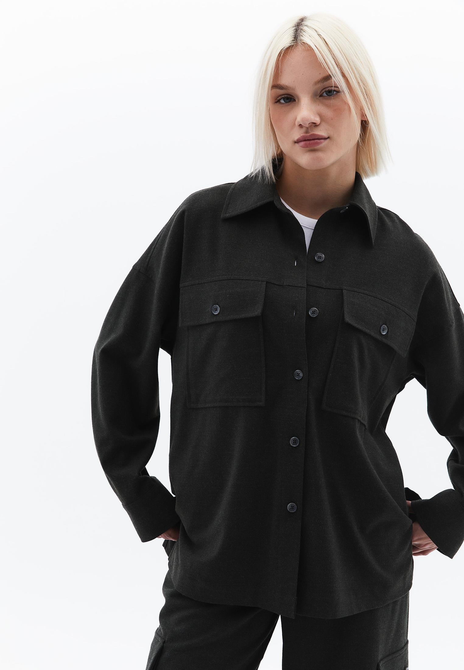 Oversized Shirt With Pocket Detail - PEAT