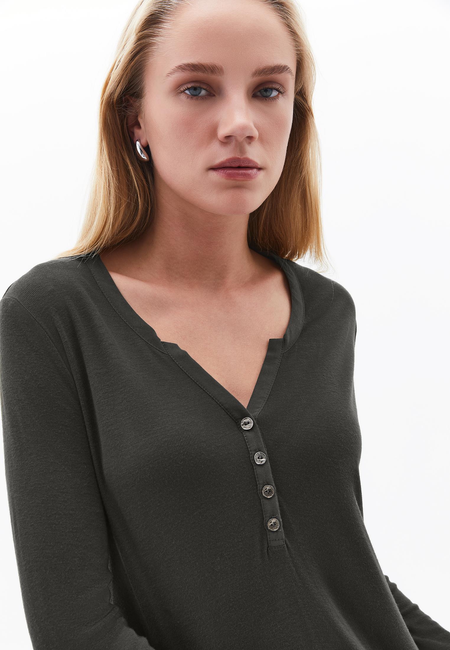 Polo Collar Buttoned T-Shirt - PEAT