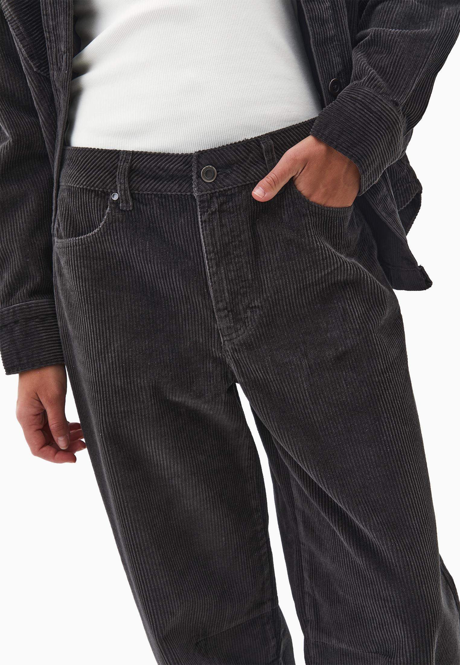Ribbed Corduroy Barrel Pants - PEAT