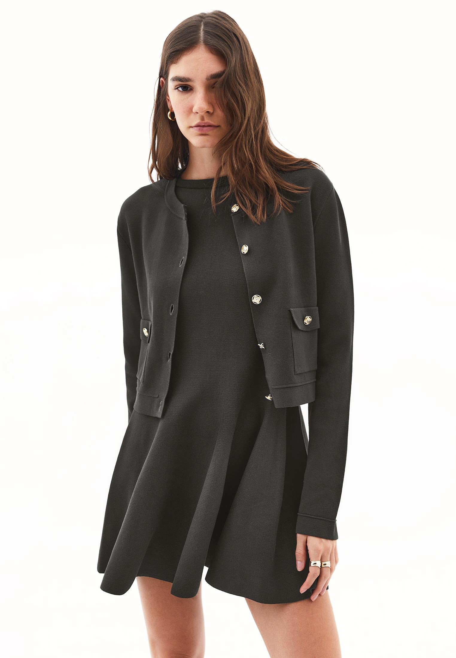 Short Cardigan With Button Details - PEAT
