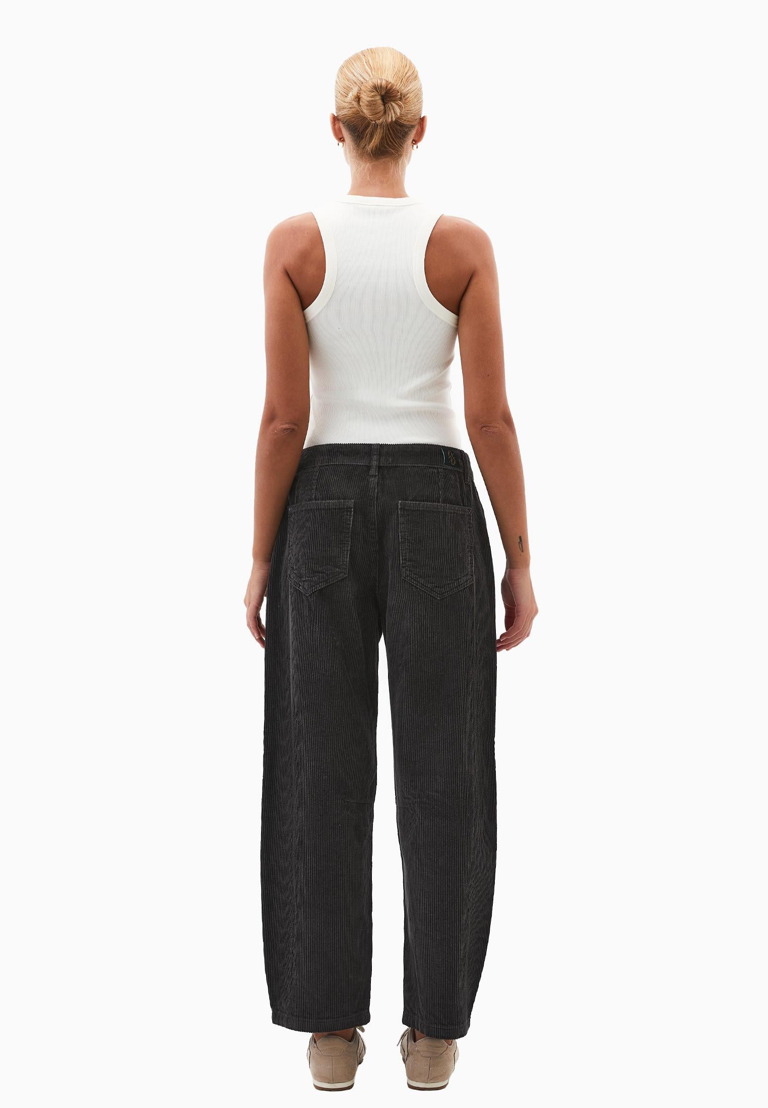 Ribbed Corduroy Barrel Pants - PEAT