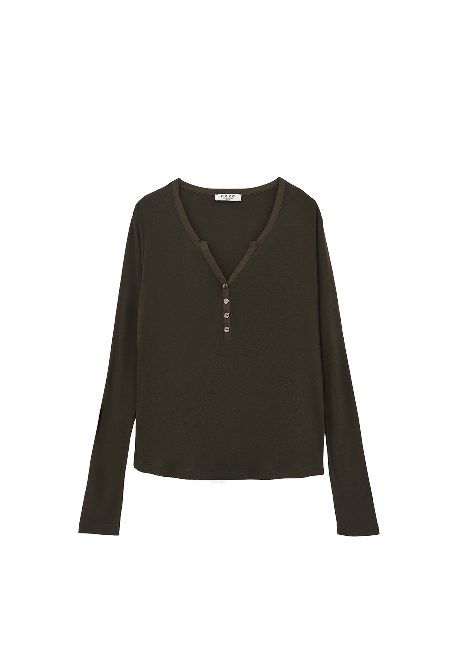 Polo Collar Buttoned T-Shirt - PEAT