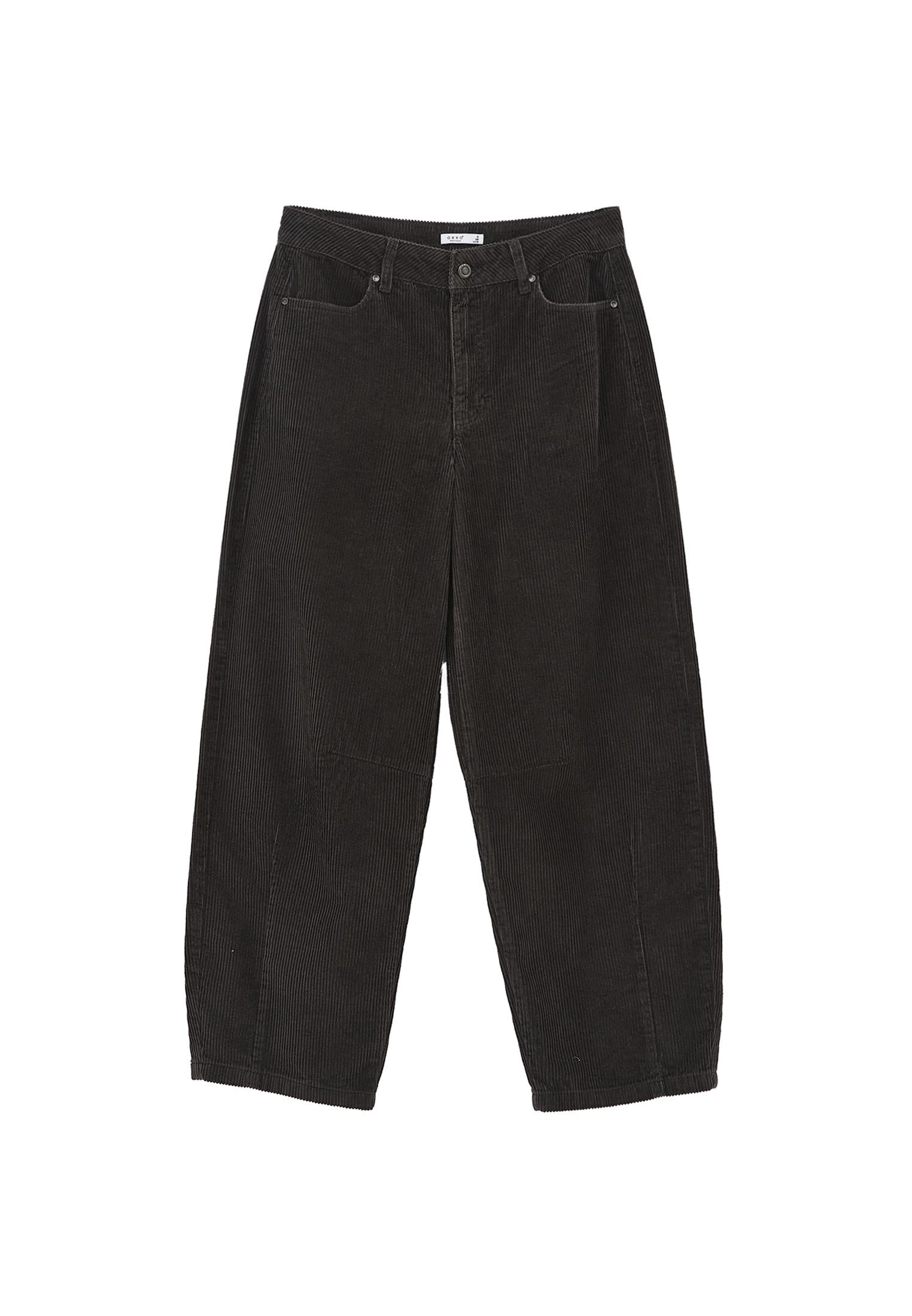 Ribbed Corduroy Barrel Pants - PEAT