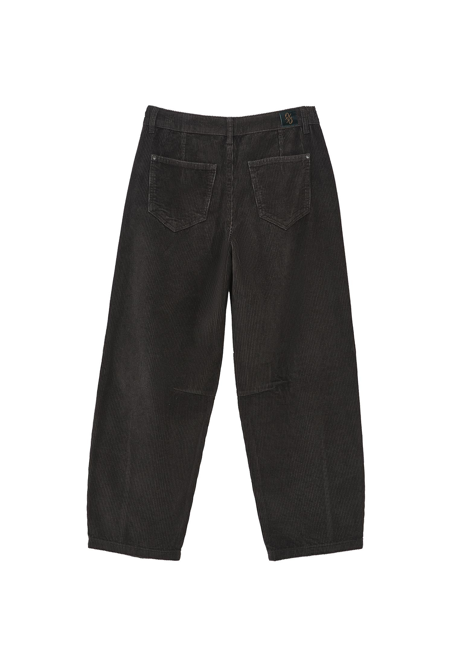 Ribbed Corduroy Barrel Pants - PEAT