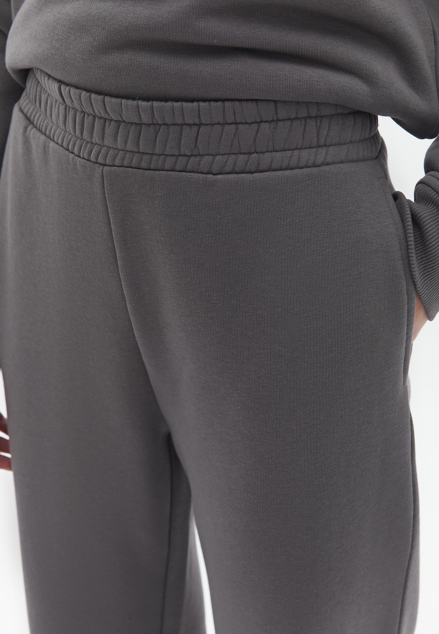 High Waist Elasticated Straight Pants - PEWTER
