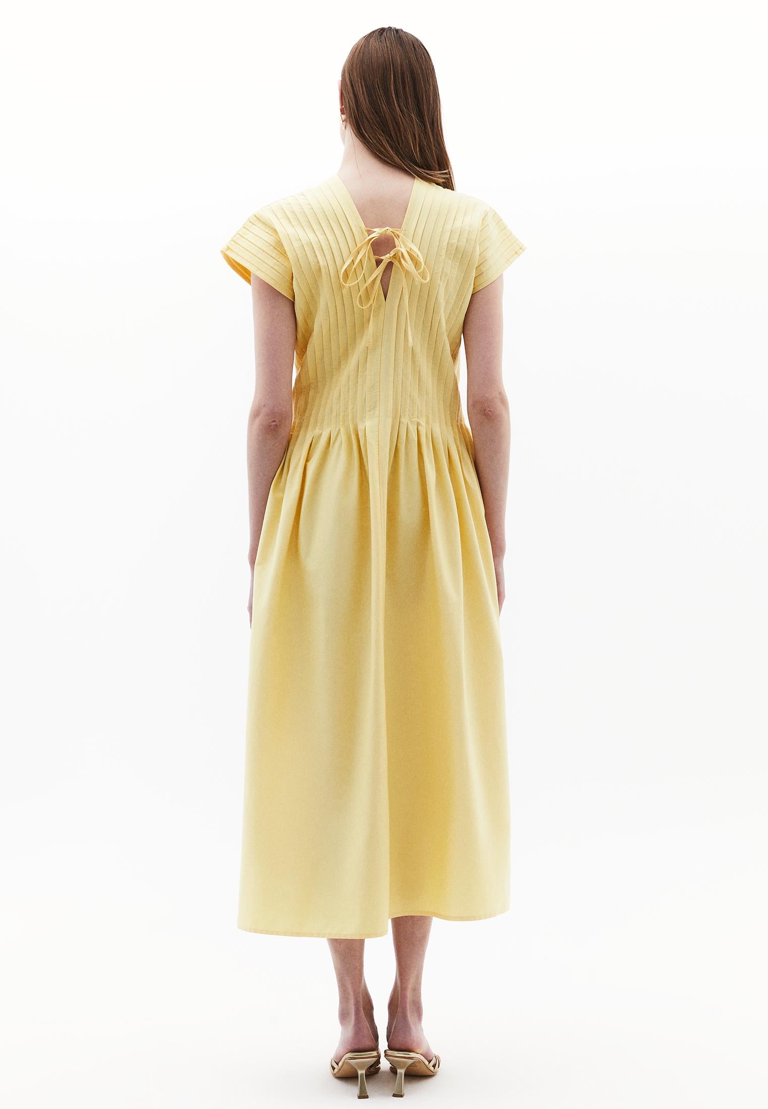Flared V-Neck Long Dress - PINEAPPLE SLICE