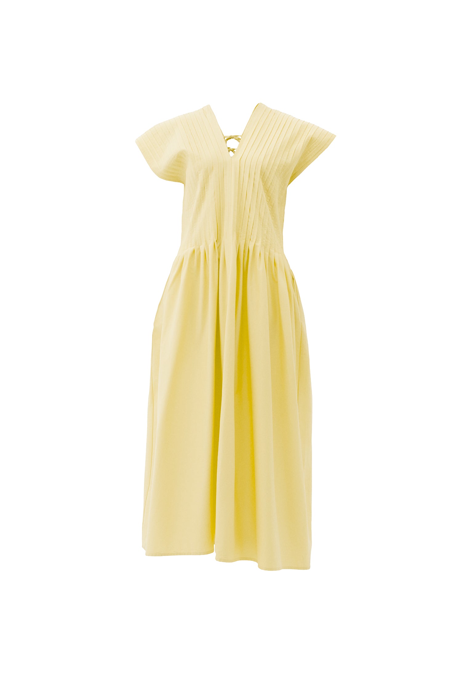 Flared V-Neck Long Dress - PINEAPPLE SLICE