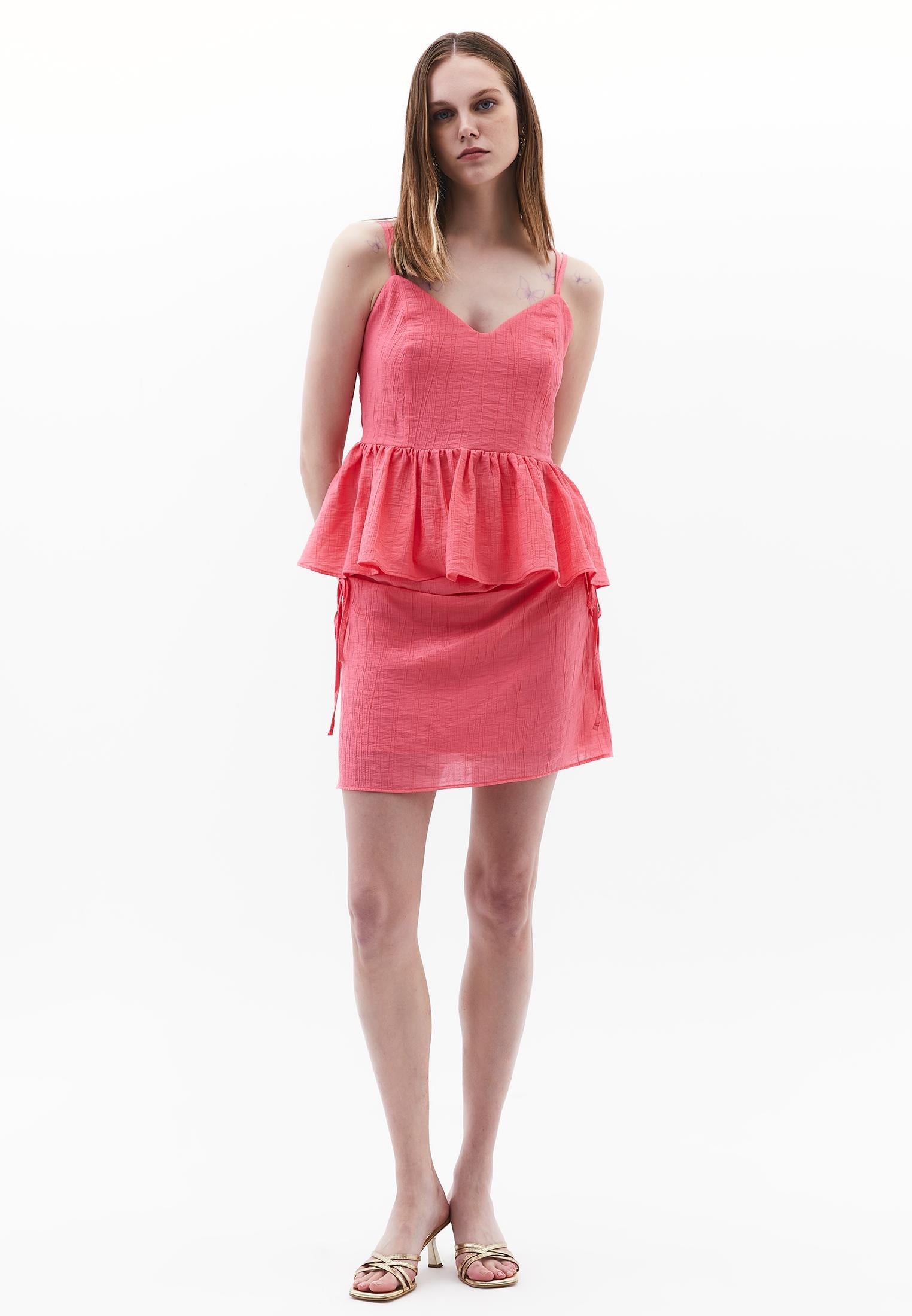 Sleeveless V Neck Blouse - PINK LEMONADE