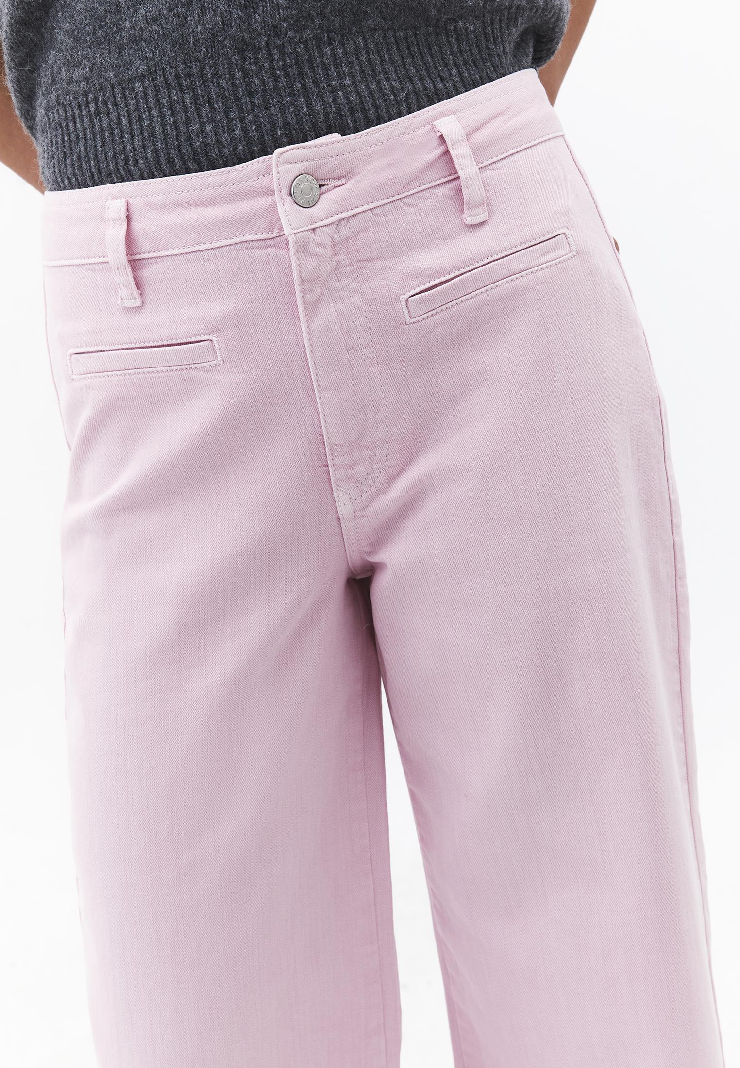 Ultra High Waist Wide Leg Cut Pocket Detailed Cropped Pants - PINK NECTAR