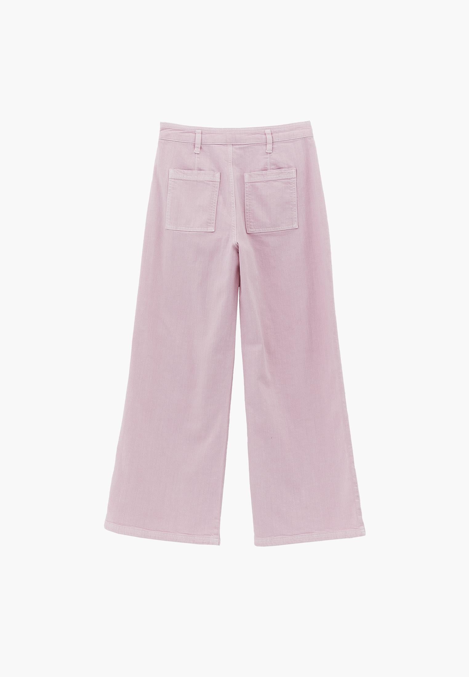 Ultra High Waist Wide Leg Cut Pocket Detailed Cropped Pants - PINK NECTAR