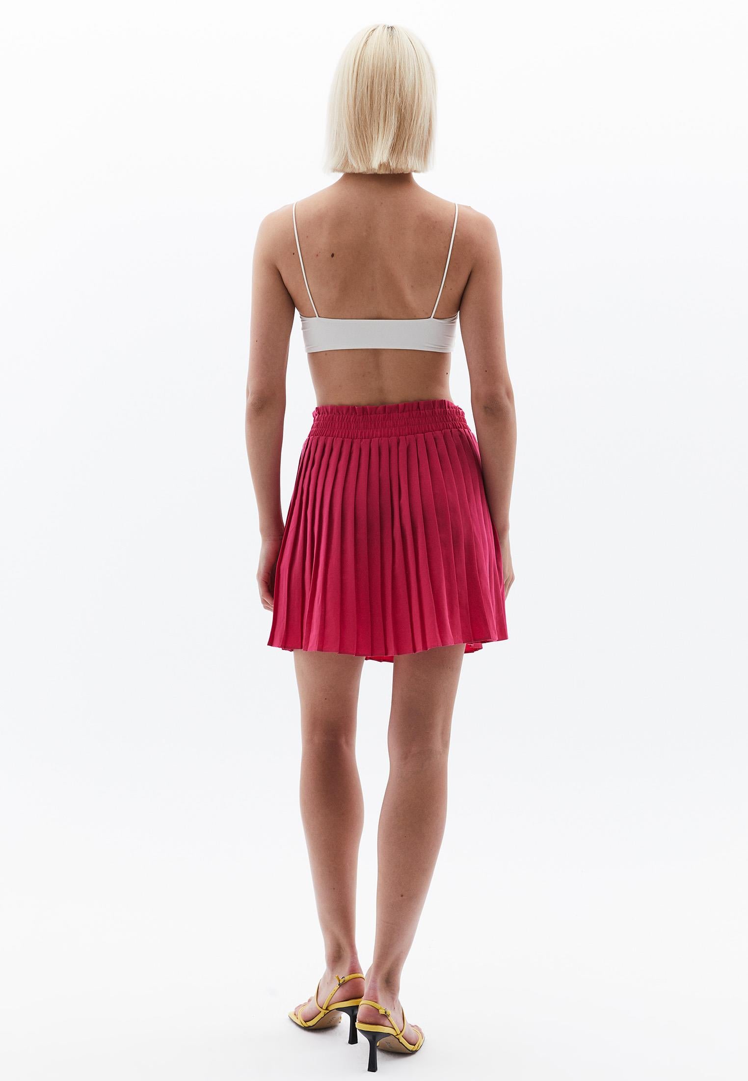 High Waist Short A-Line Skirt - PINK YARROW