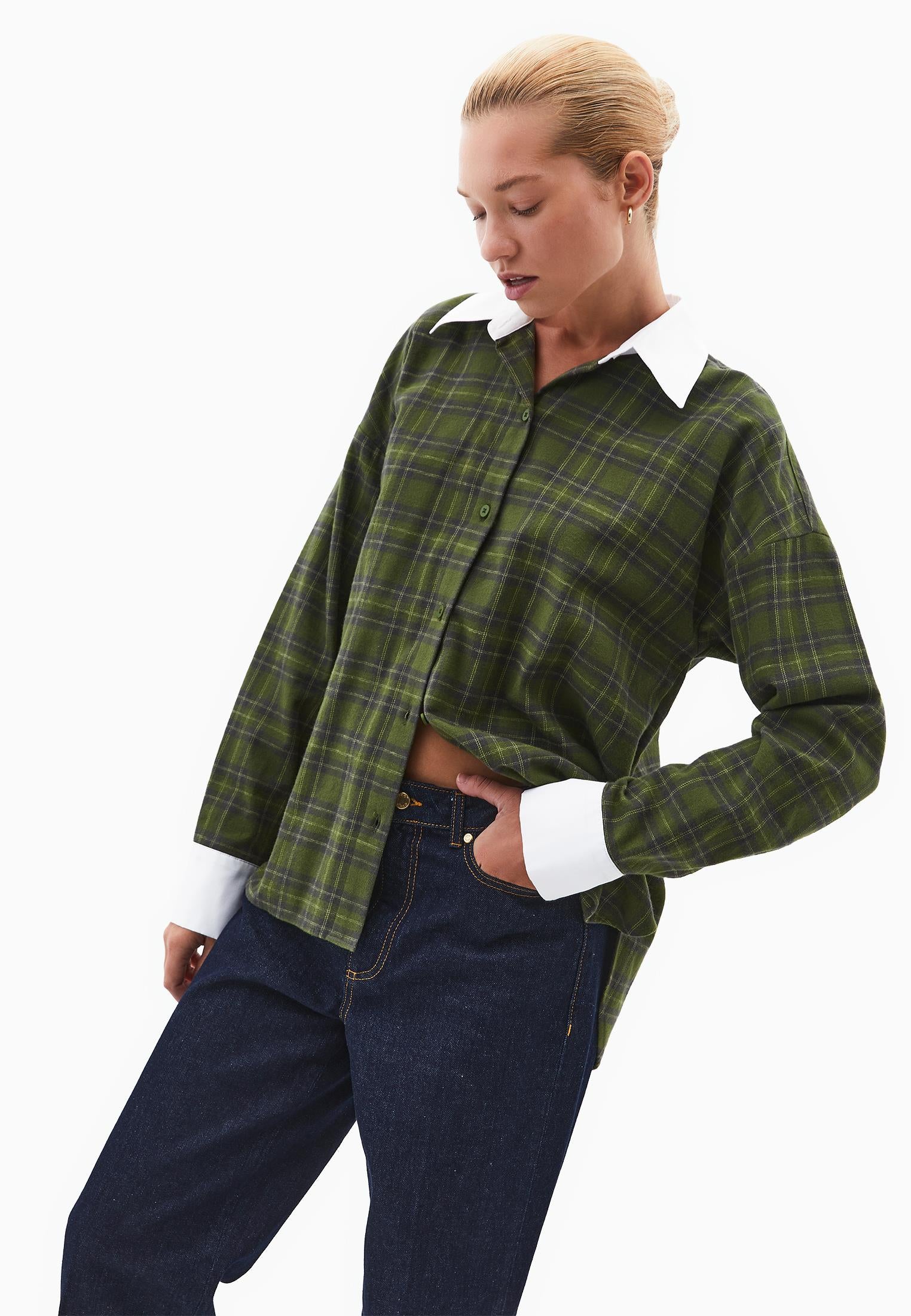 Buttoned Poplin Shirt - PLAID COMB