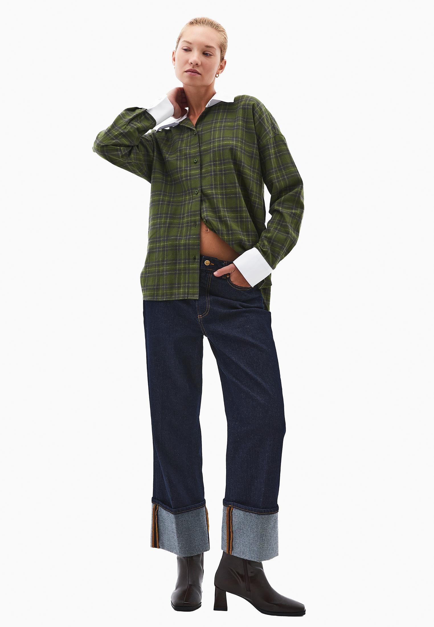 Buttoned Poplin Shirt - PLAID COMB