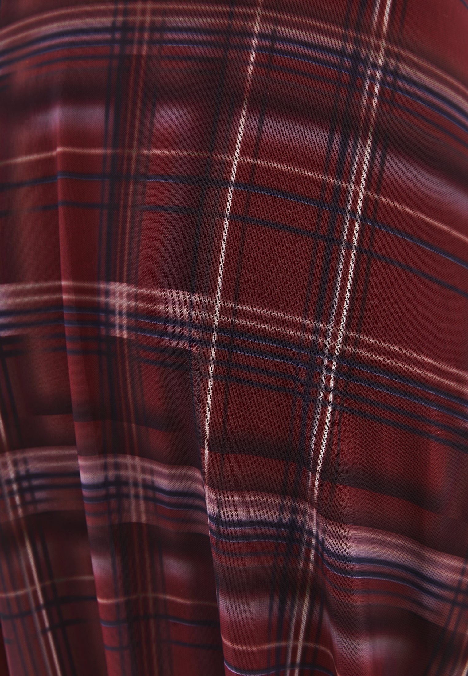 Printed Slit High Waist Flared Skirt - PLAID COMB