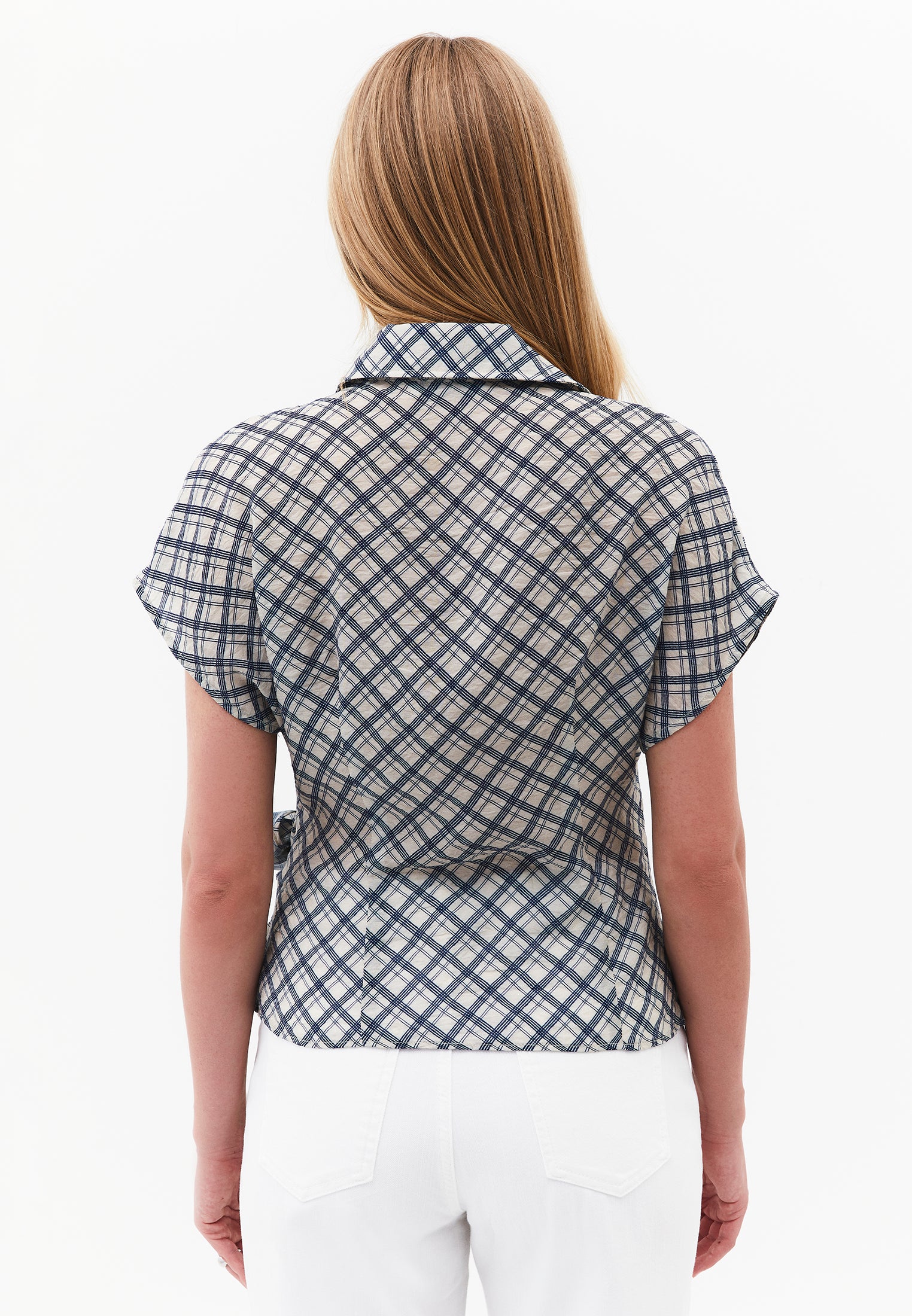 Plaid Shirt Collar Woven Short Sleeve Shirt - PLAID COMB