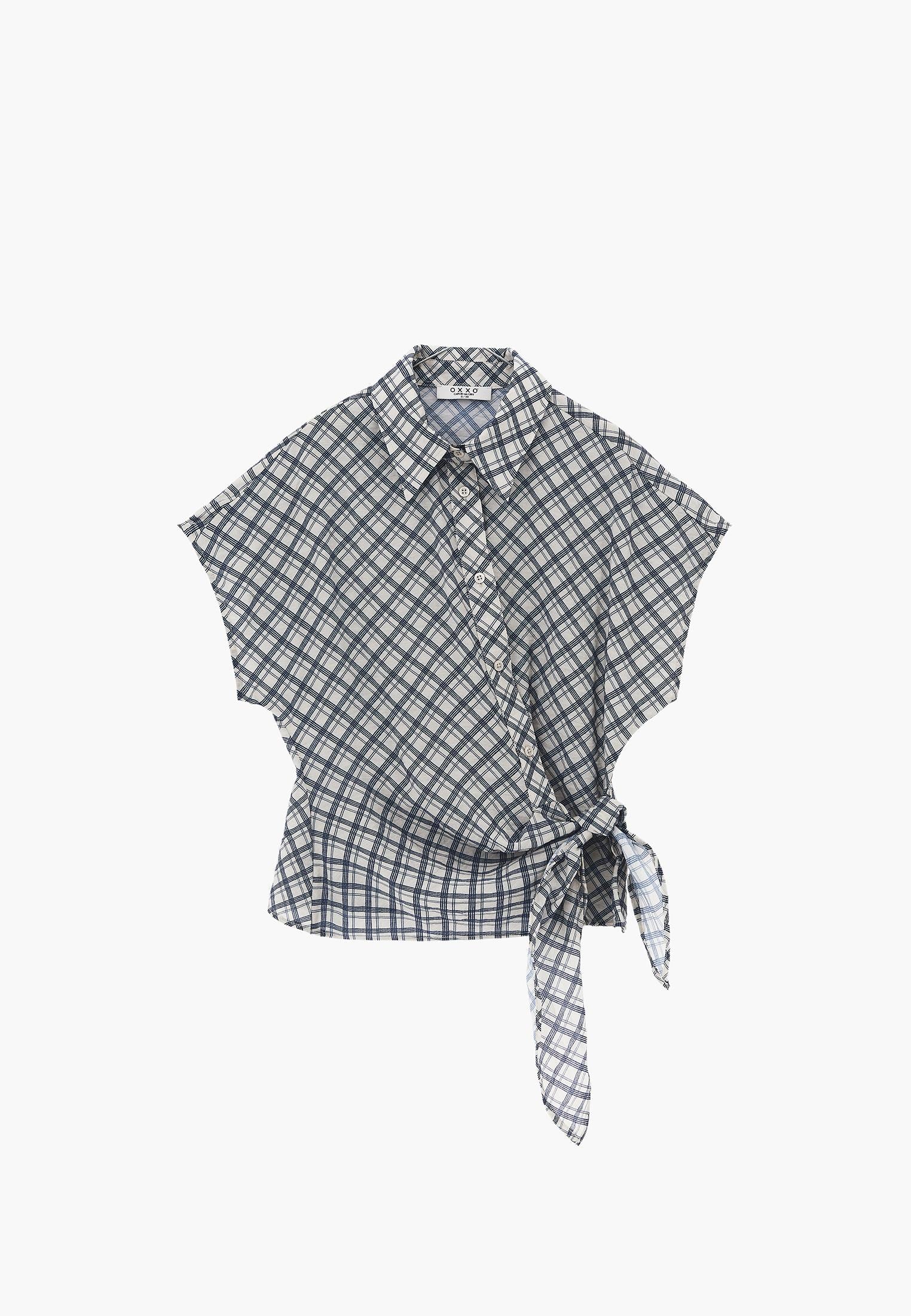 Plaid Shirt Collar Woven Short Sleeve Shirt - PLAID COMB