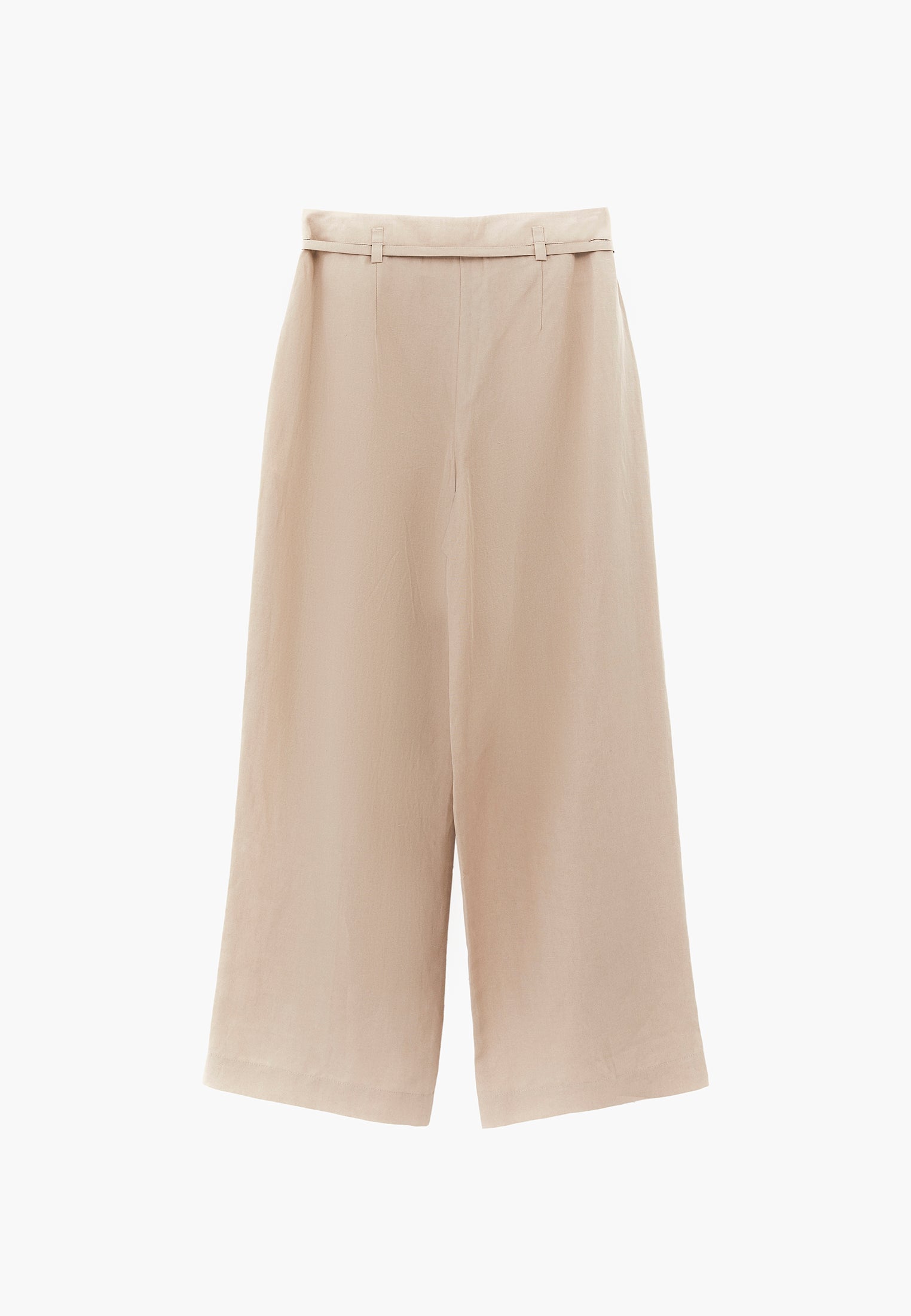 Straight Leg Pants With Belt Detail - PLAZA TAUPE