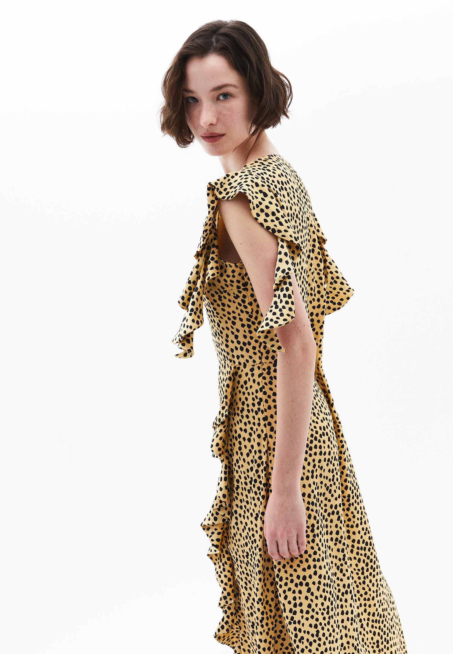 Ruffle Detailed Maxi Dress - POLKA DOT COMB