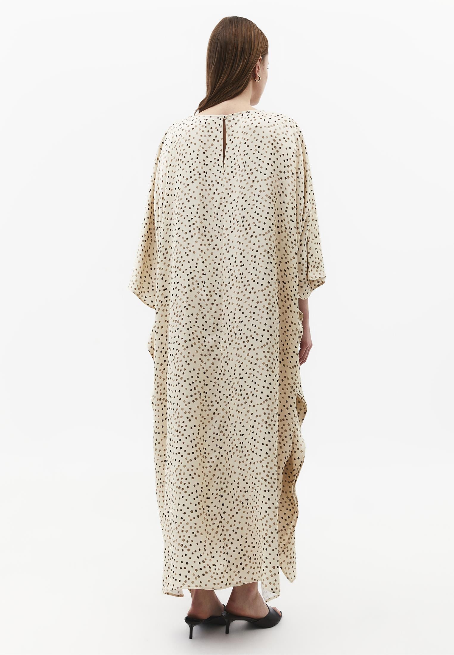 Long Boat Neck Loose Dress - POLKA DOT COMB