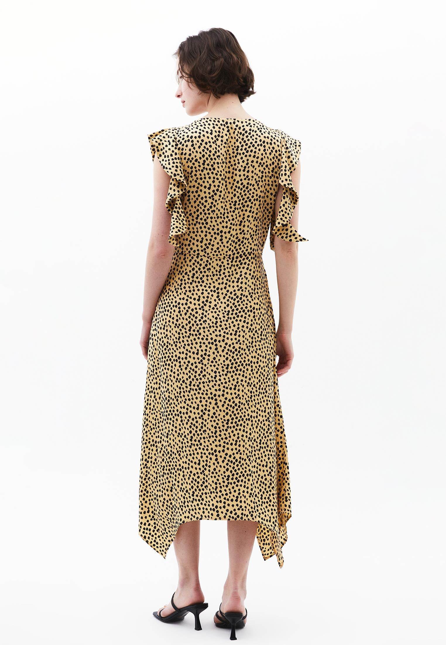 Ruffle Detailed Maxi Dress - POLKA DOT COMB