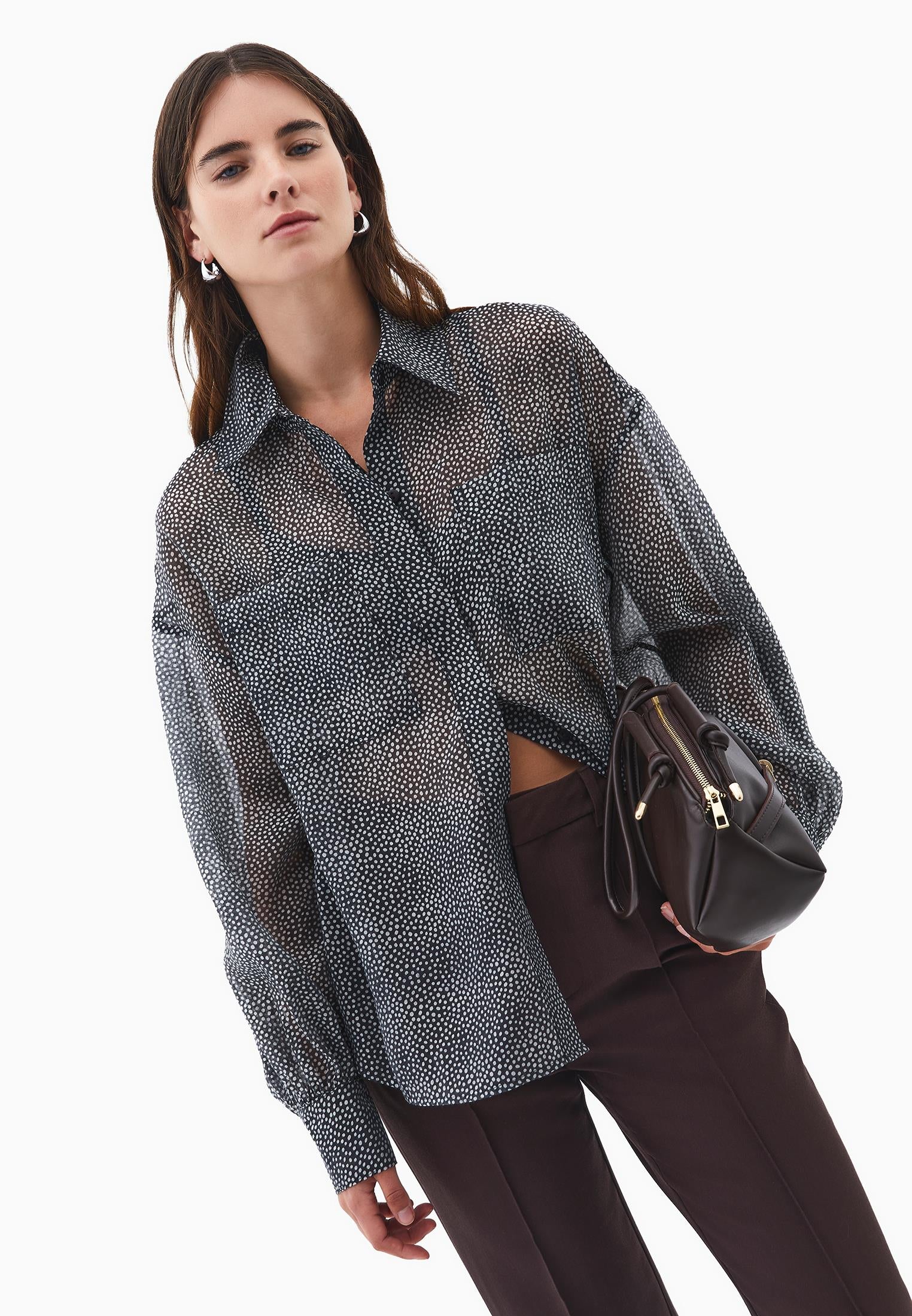 Loose Shirt With Button Details - POLKA DOT