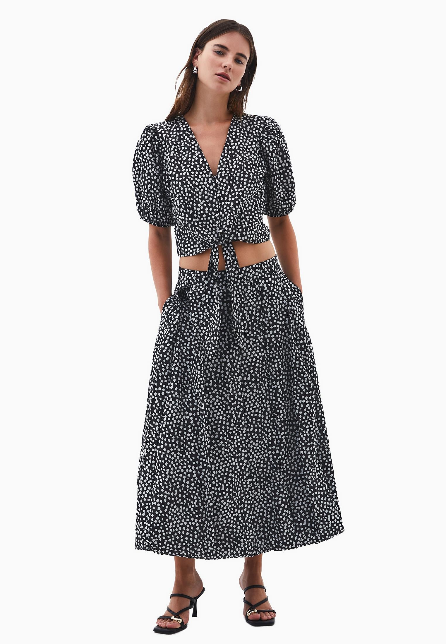 Balloon Form Midi Skirt - POLKA DOT
