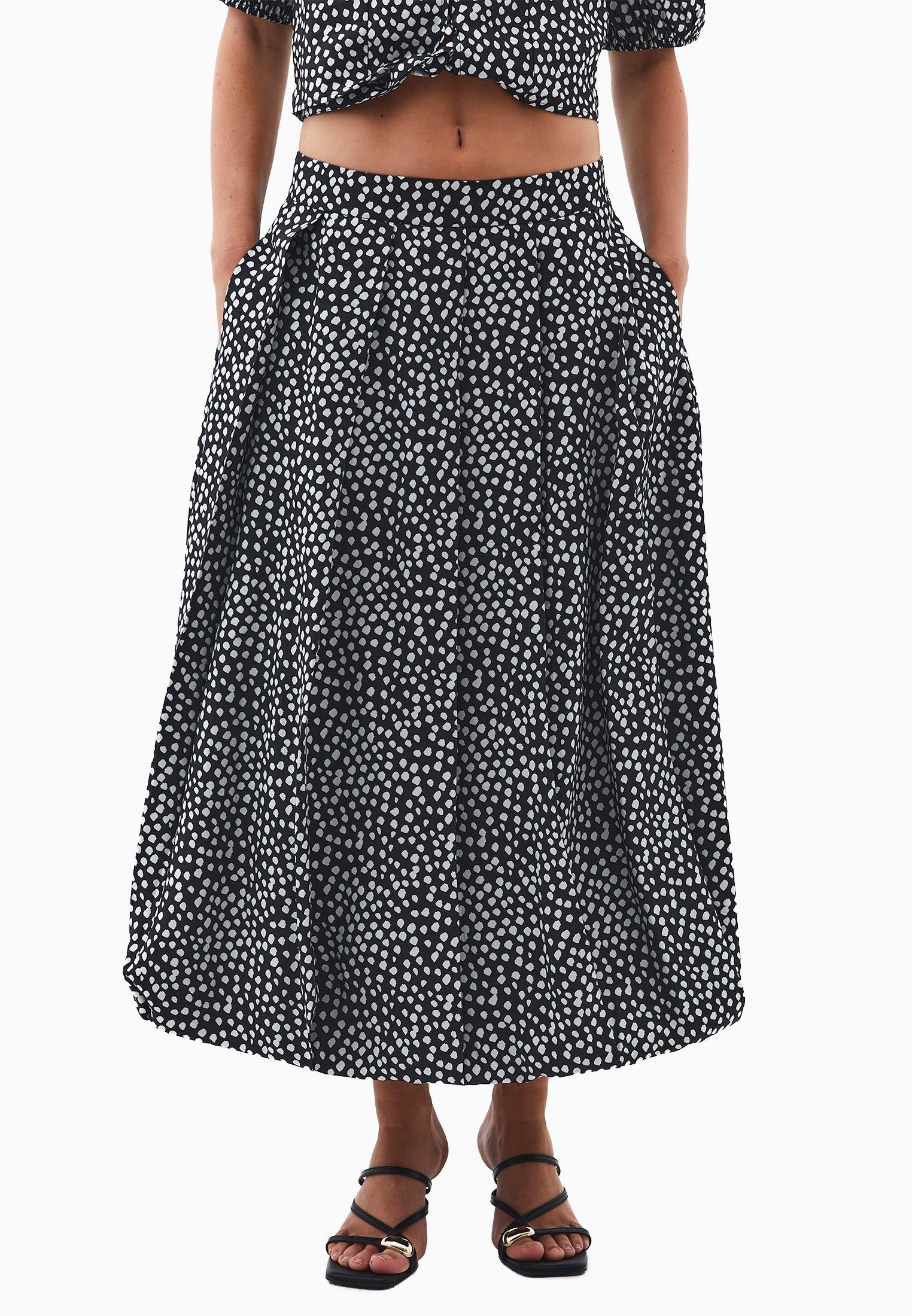 Balloon Form Midi Skirt - POLKA DOT