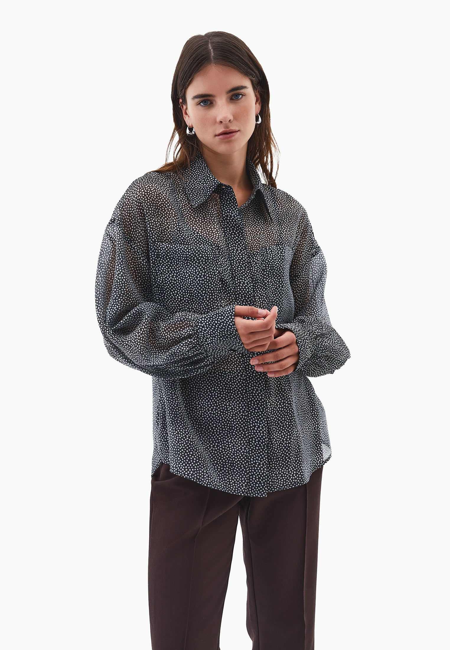 Loose Shirt With Button Details - POLKA DOT