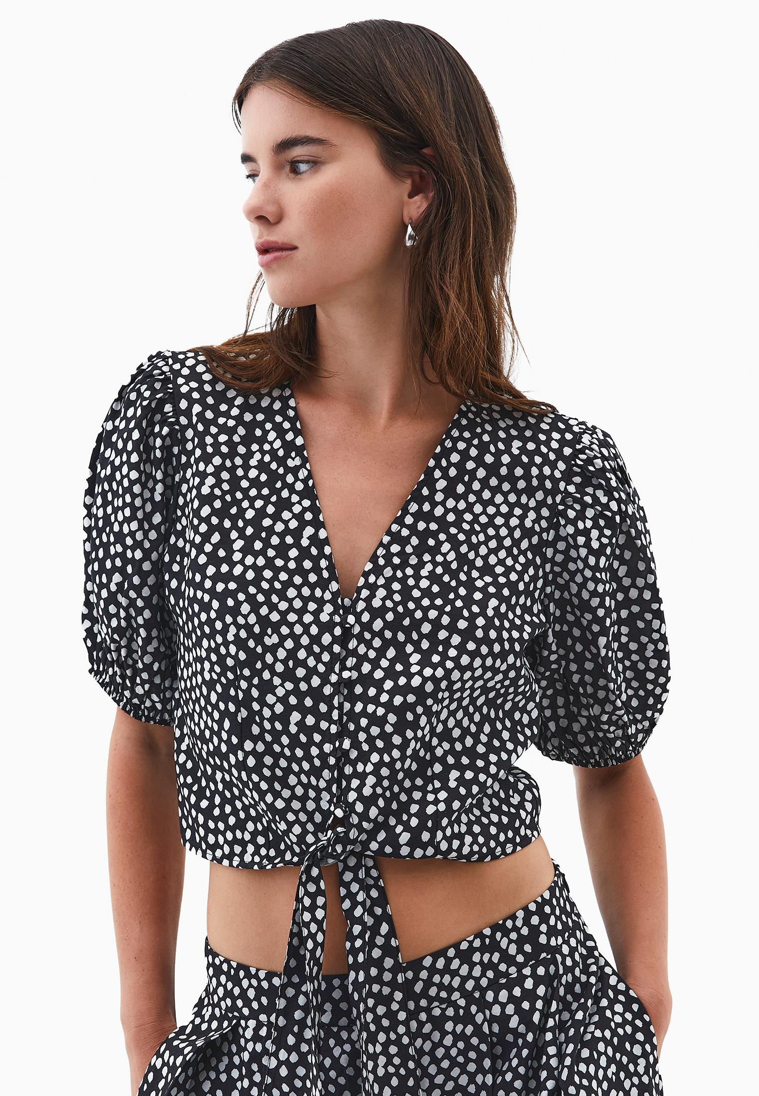 Printed Tie Blouse - POLKA DOT