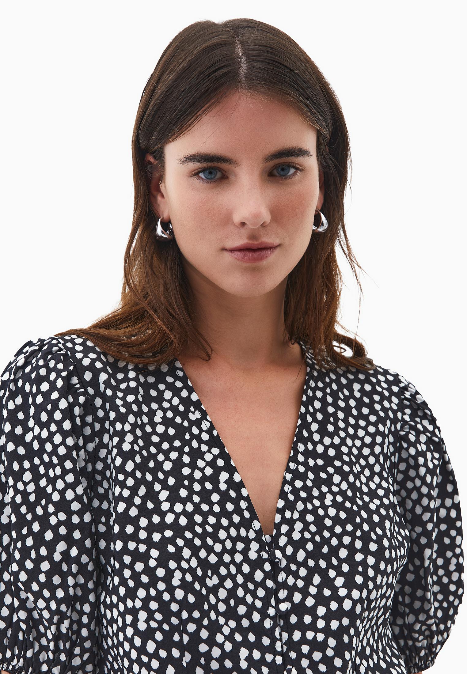 Printed Tie Blouse - POLKA DOT