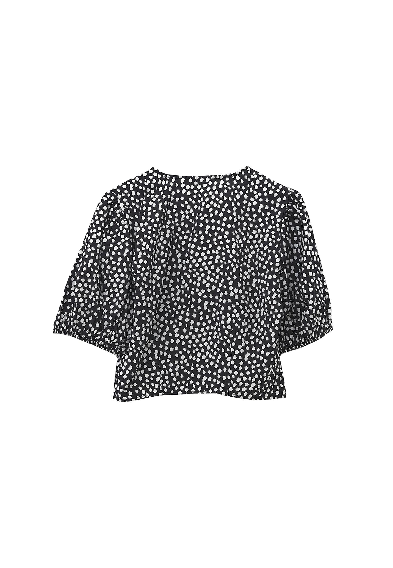 Printed Tie Blouse - POLKA DOT