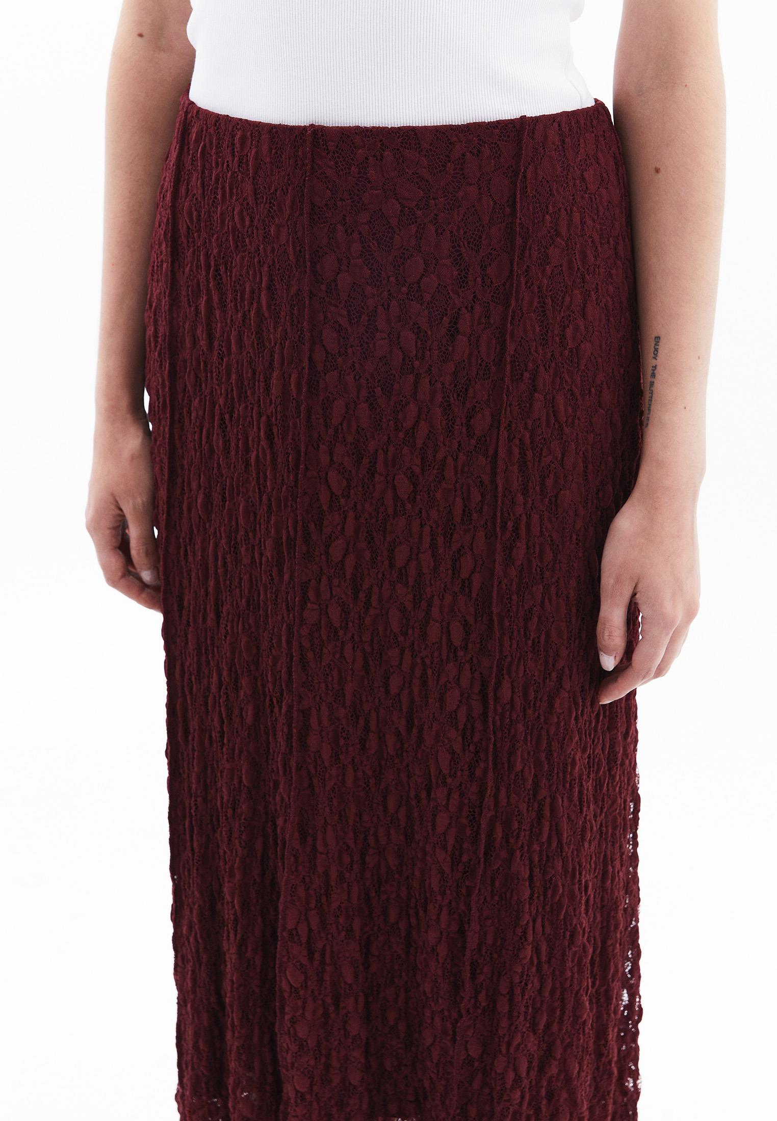 High Waist Elastic Long A-Line Skirt - PORT ROYALE