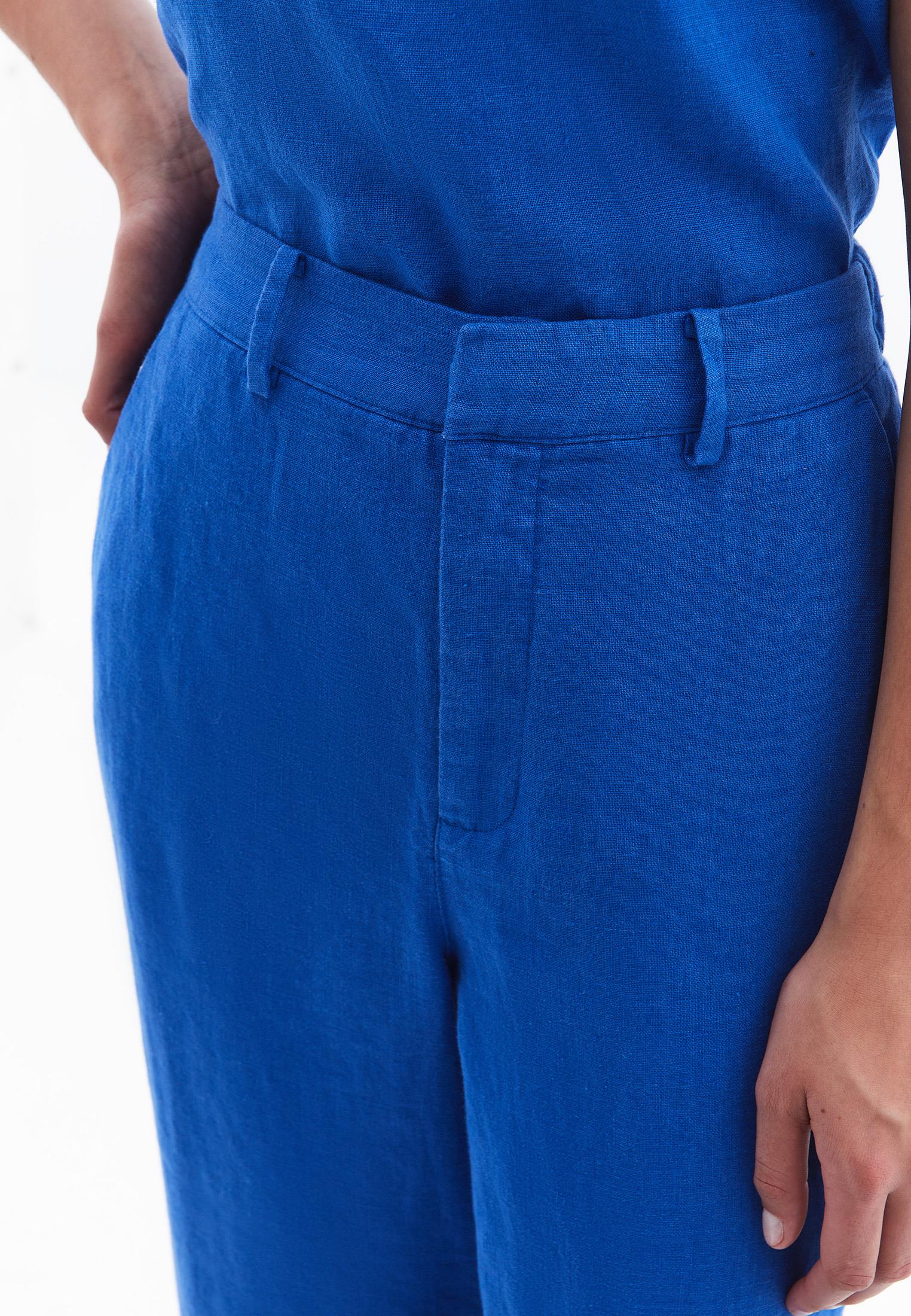 Ultra High Waist Embroidered Straight Leg Pants - PRINCESS BLUE