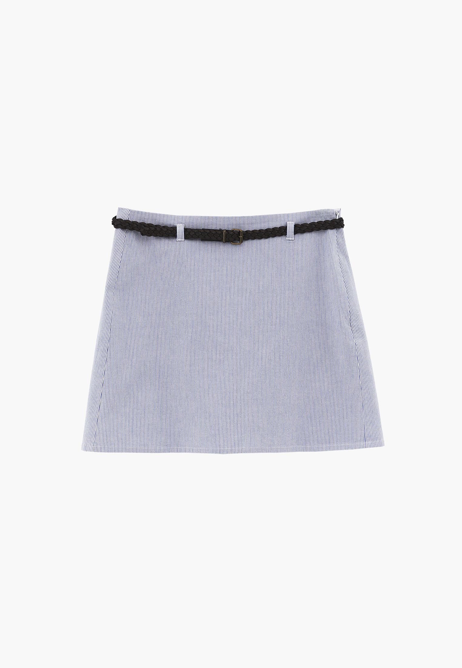 Striped Shorts With Belt Detail - PROVENCE STRIPE