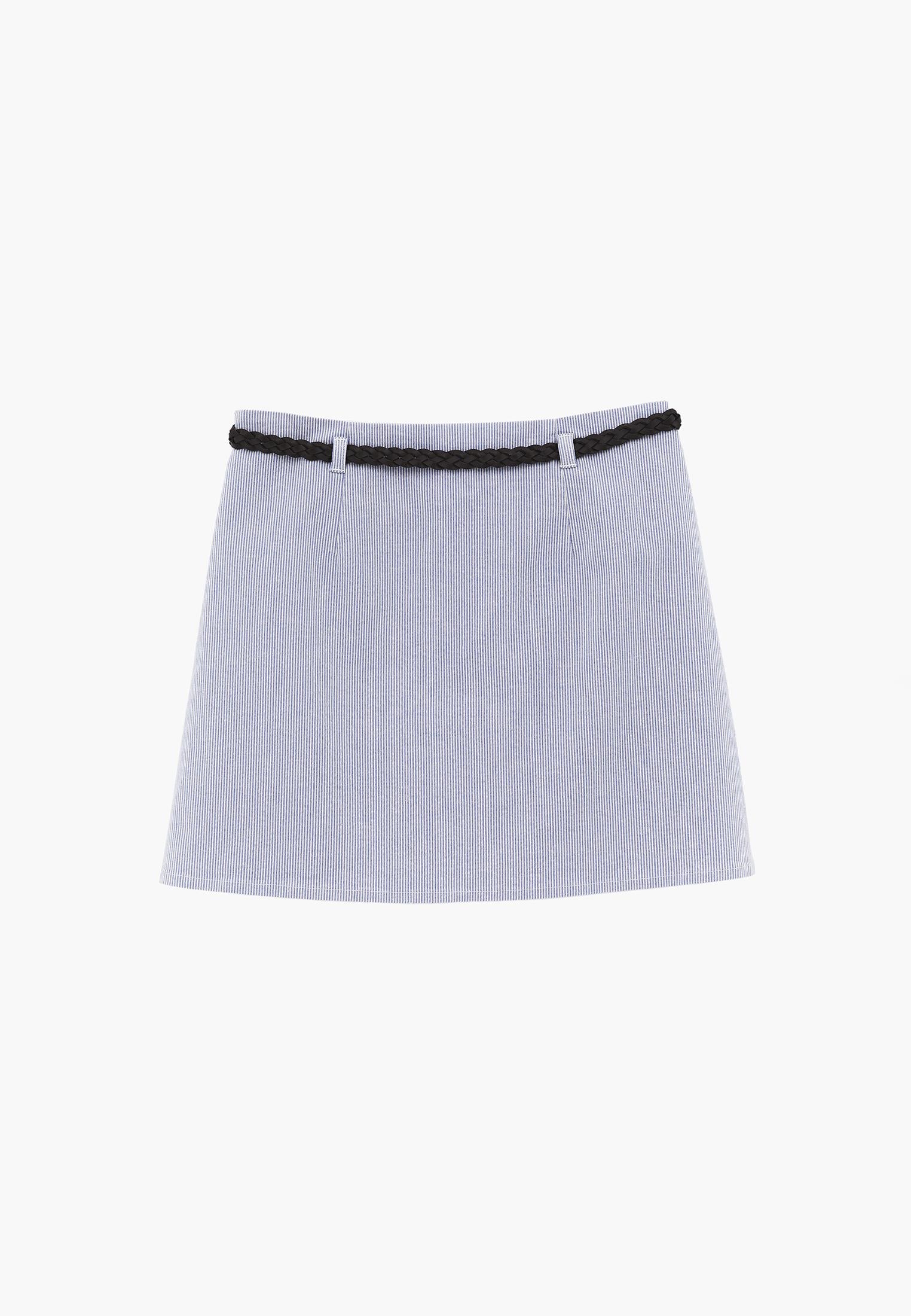 Striped Shorts With Belt Detail - PROVENCE STRIPE