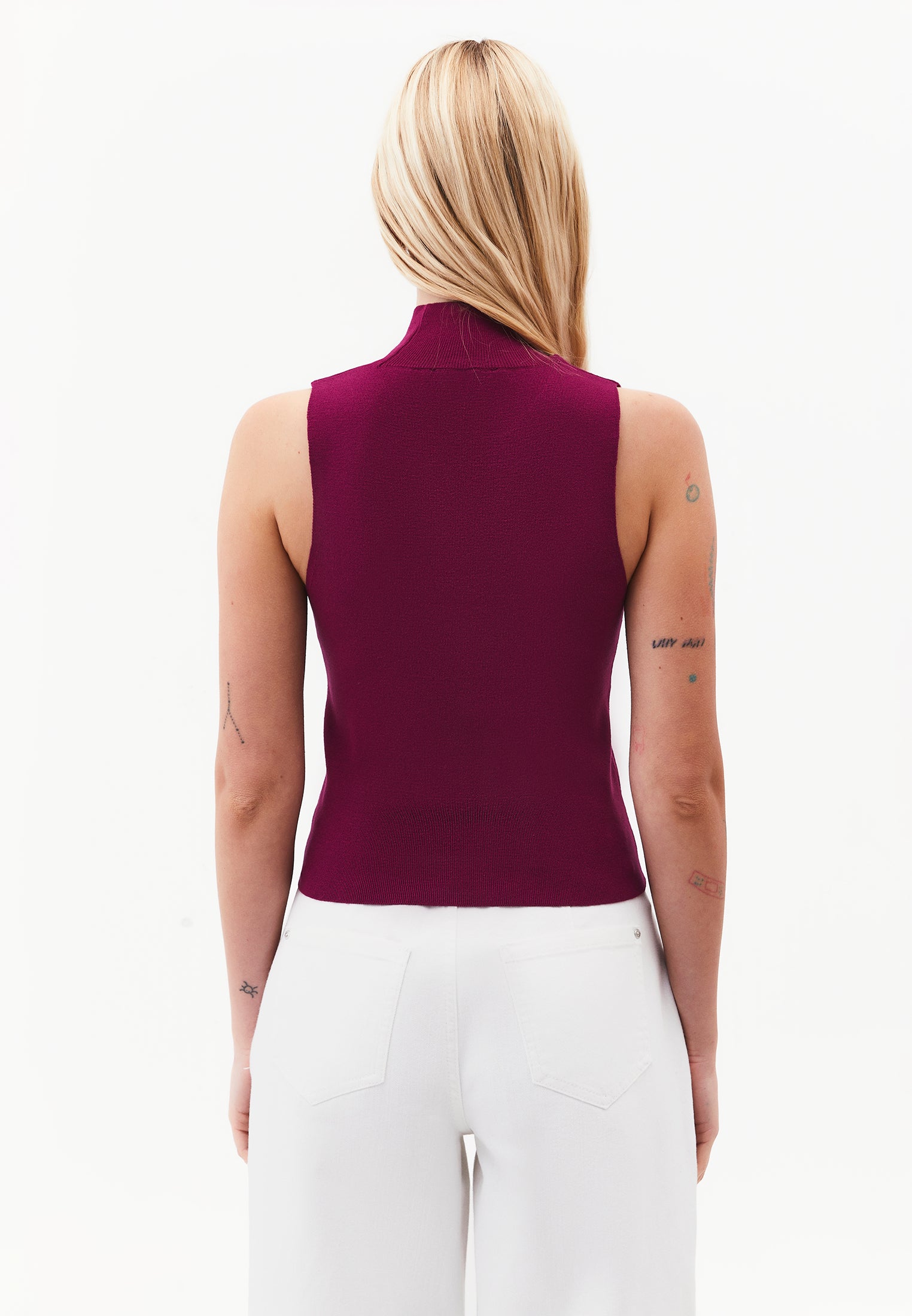 High Neck Slim Tank Top - PURPLE POTION