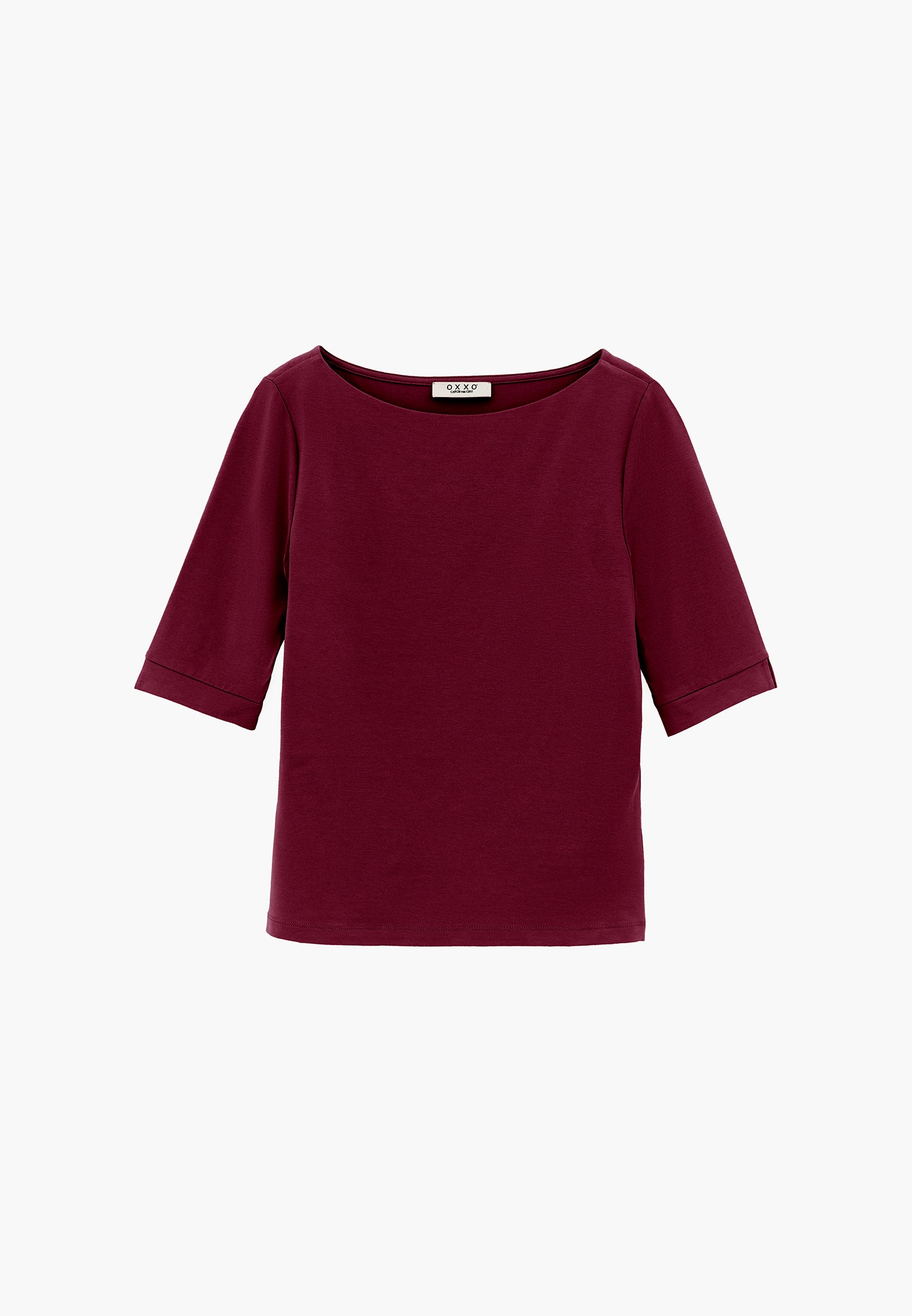 Boat Neck Half Sleeve Bodycon T-Shirt - PURPLE POTION