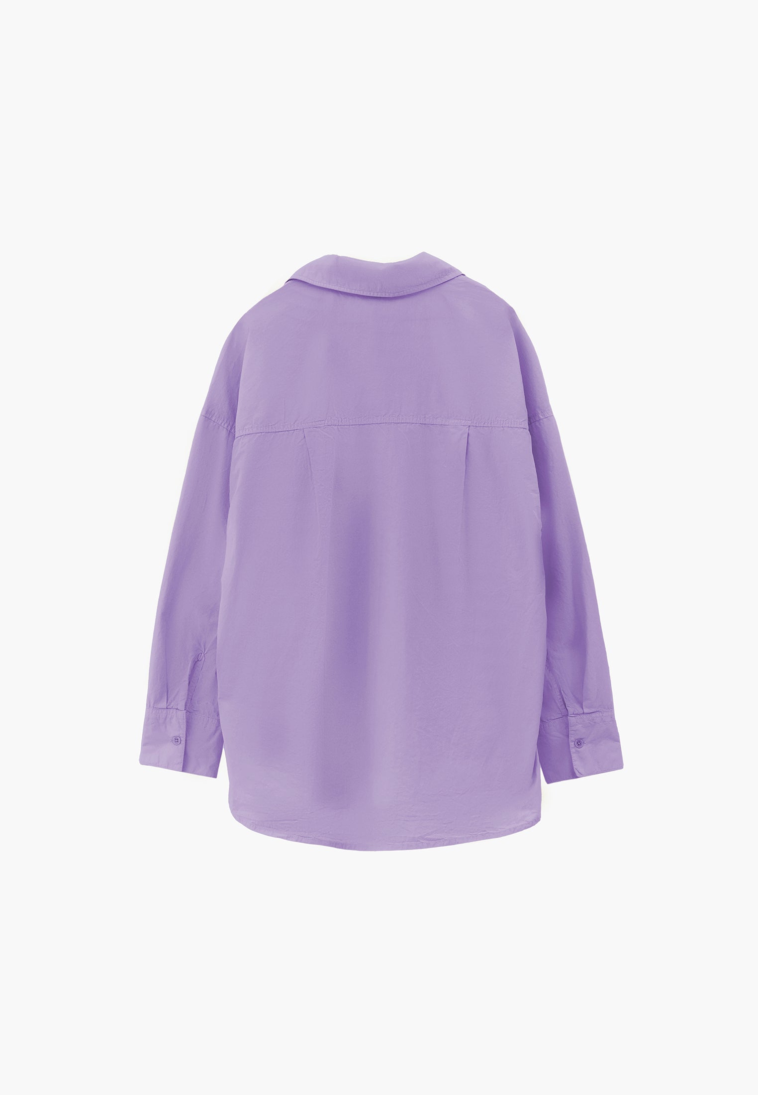 Oversized Long-Sleeve Shirt with Pocket Detail - PURPLE ROSE