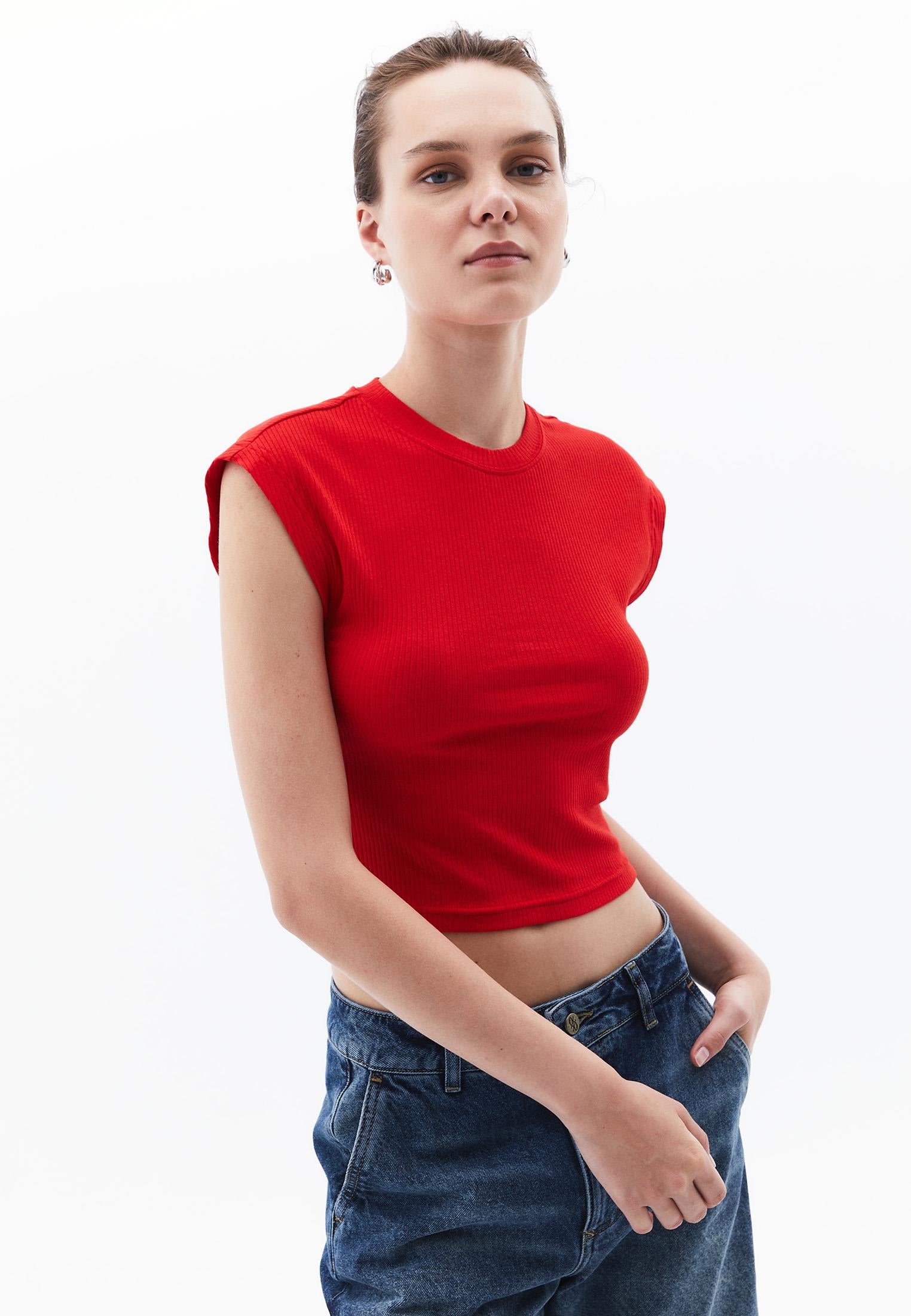 Crew Neck Short Sleeve T-Shirt - RACING RED