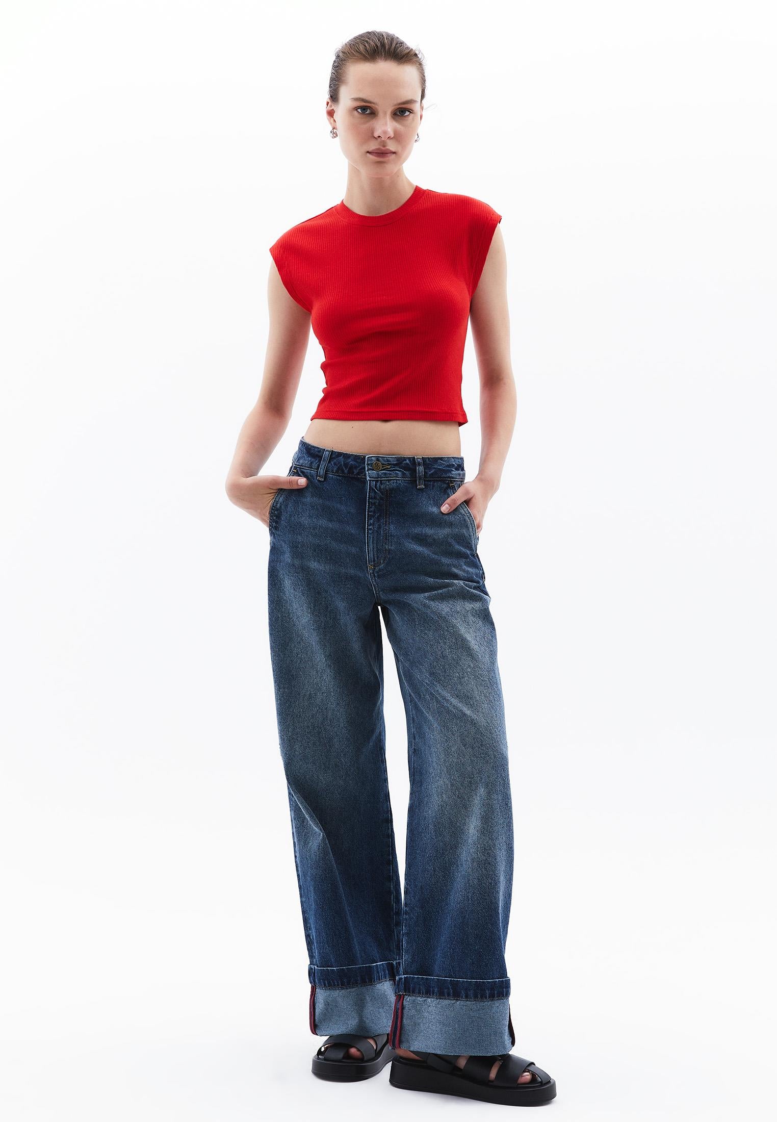 Crew Neck Short Sleeve T-Shirt - RACING RED