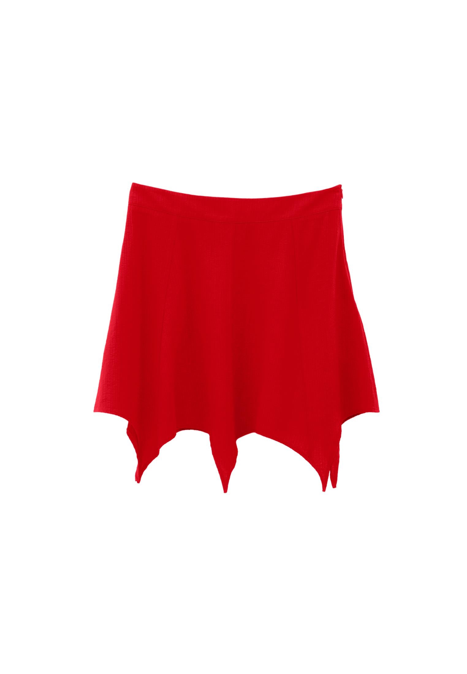 Flared Cut Short High Waist Skirt - RACING RED
